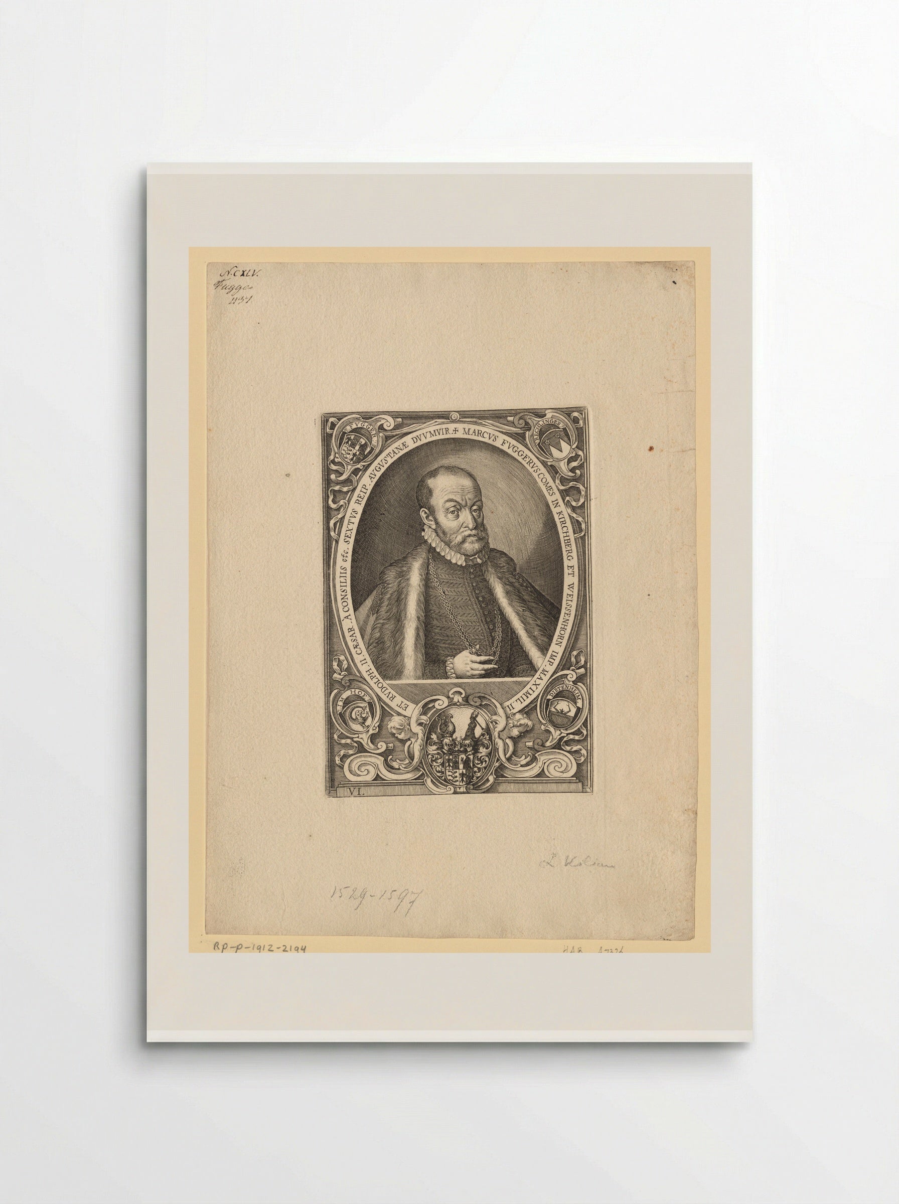 Portret van Marcus Fugger - Lucas Kilian - Poster