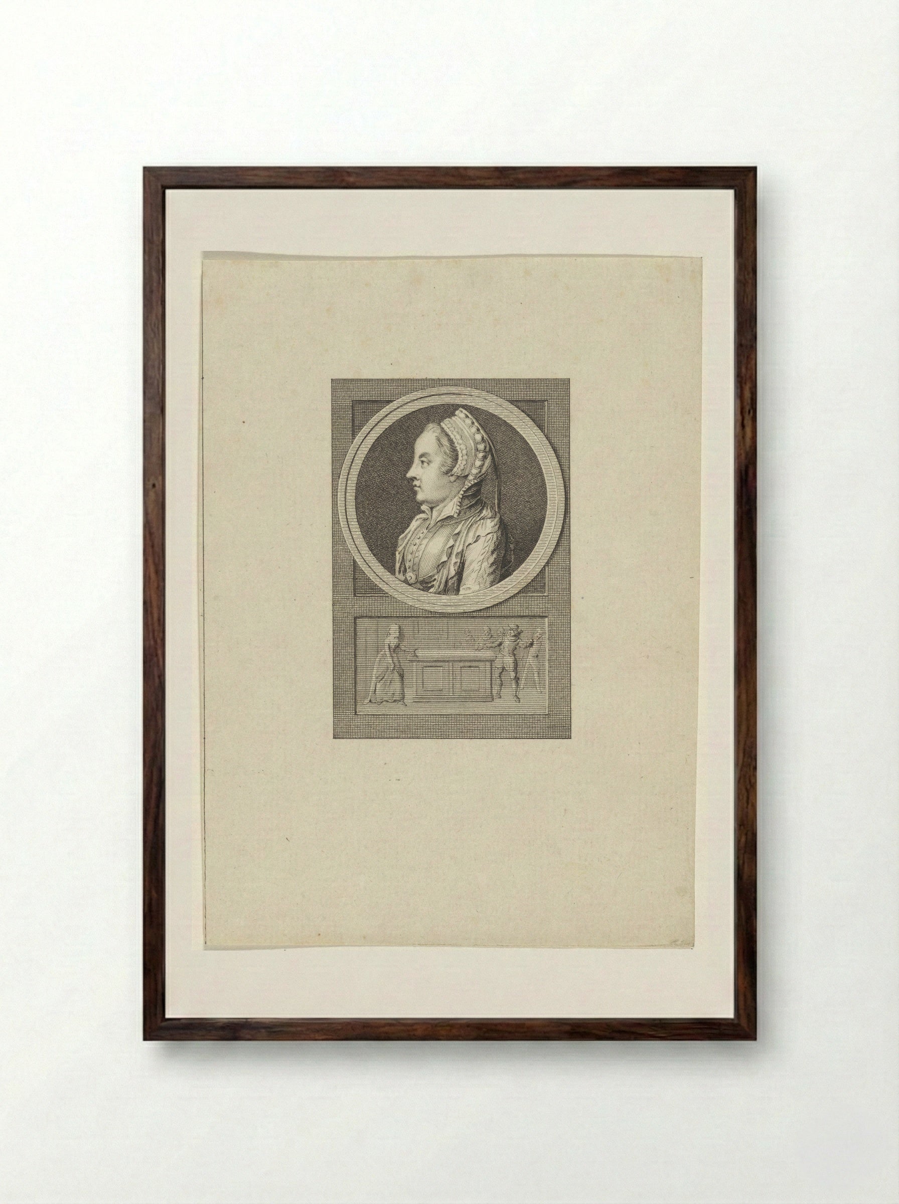 Portret van Margaretha Coppier - Reinier Vinkeles - Framed Print Dark Wood