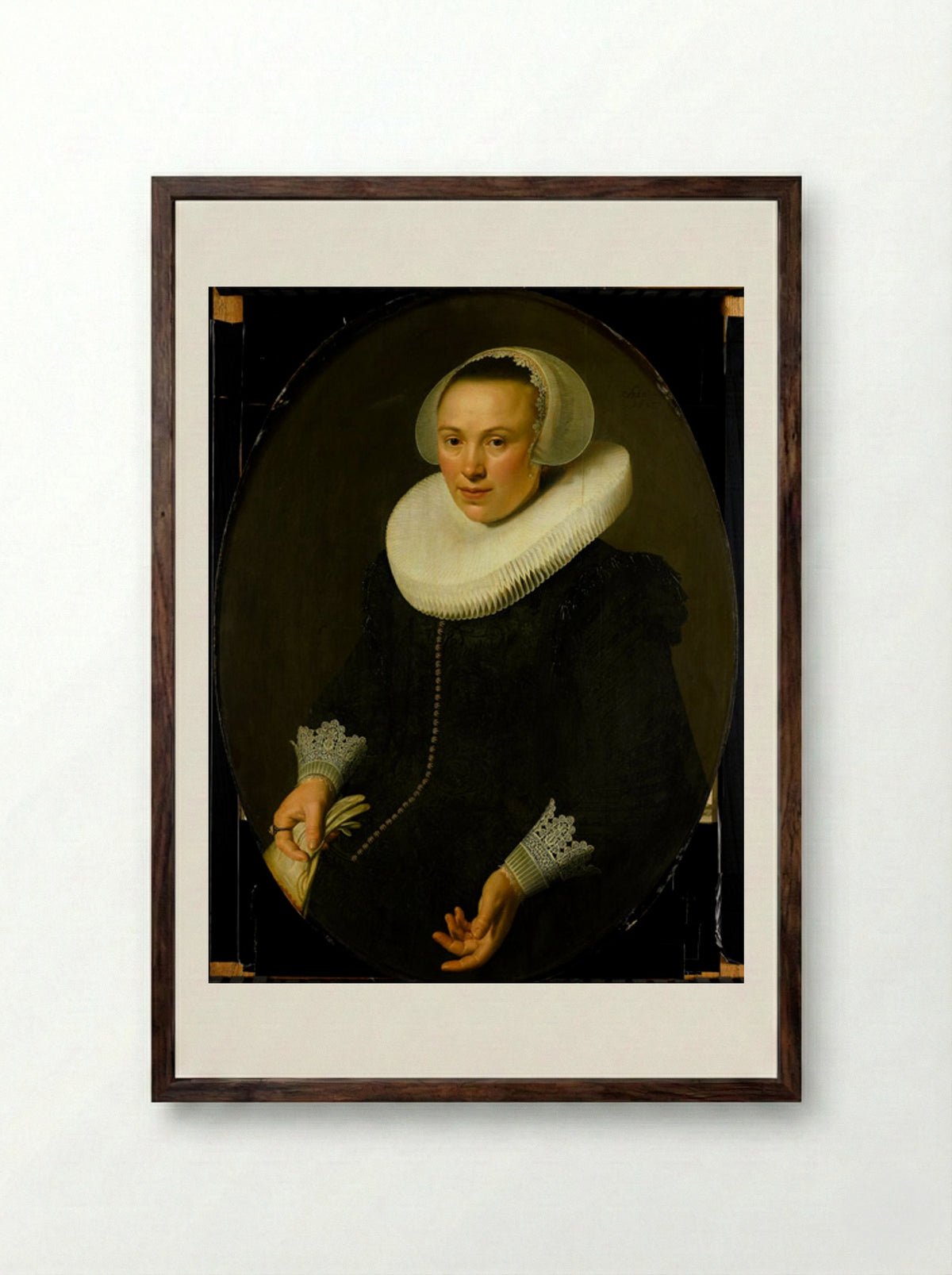 Portret van Maria Joachimsdr. Swartenhont - Nicolaes Eliasz. Pickenoy - Framed Print Dark Wood