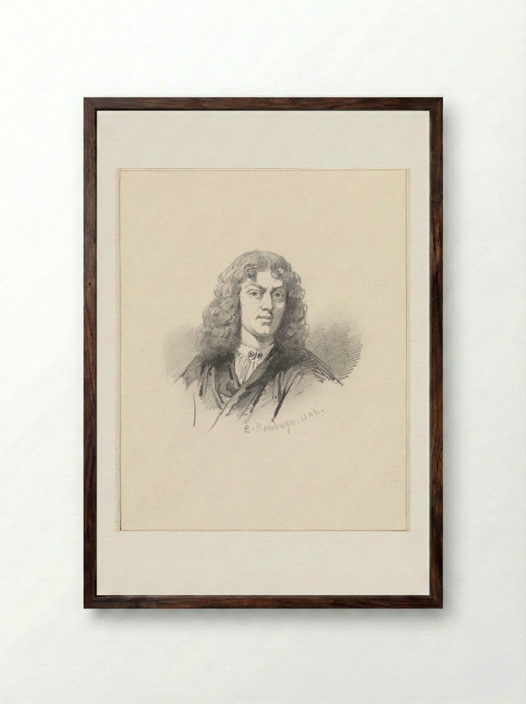 Portret van Maria Rey - Ferdinand Bol - Framed Print Dark Wood