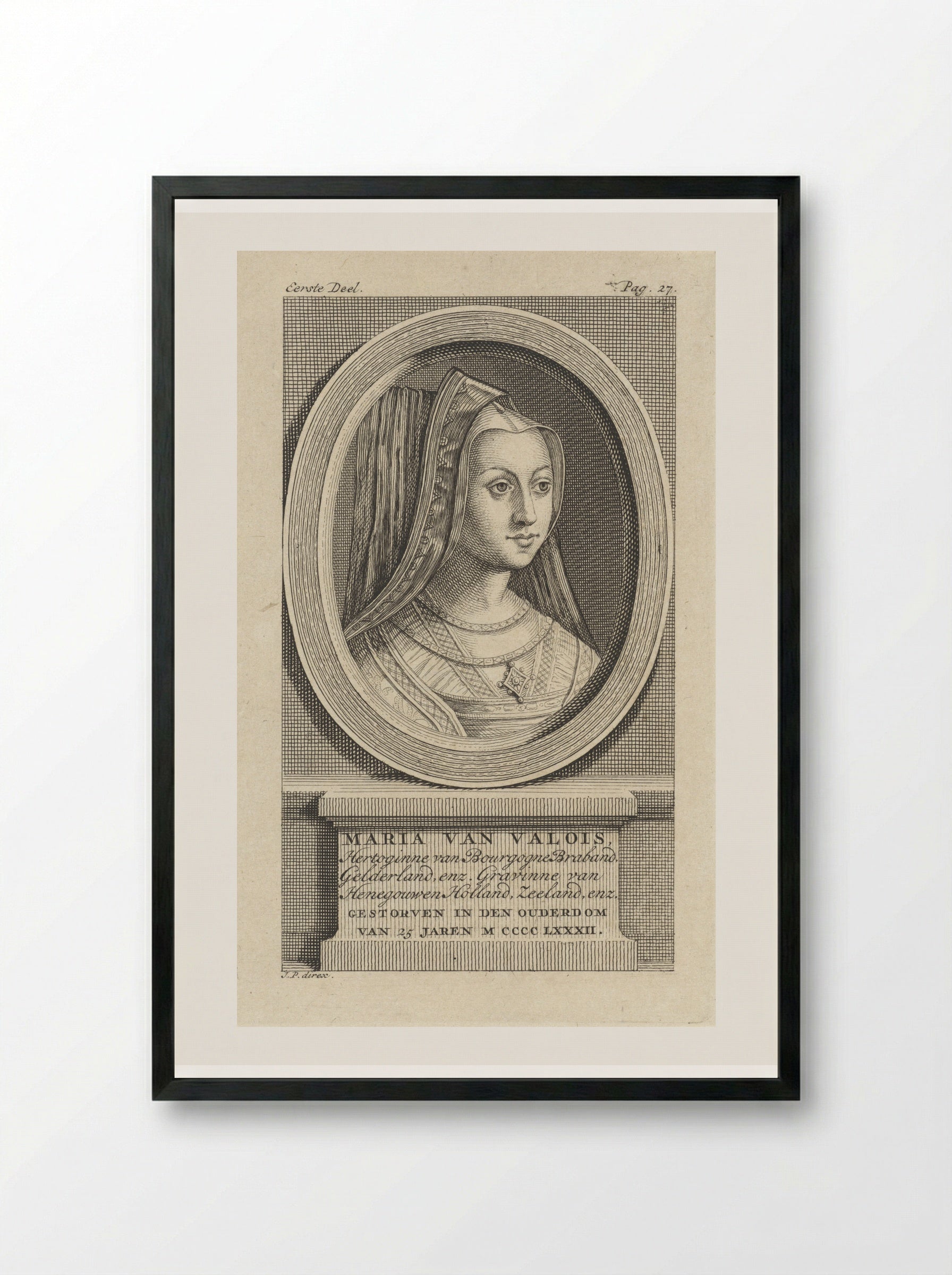 Portret van Maria, hertogin van Bourgondië - Jan Punt - Framed Print Black
