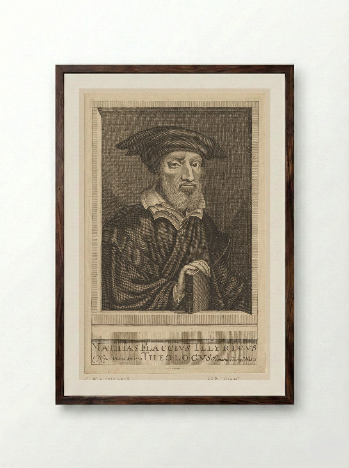 Portret van Matthias Flacius - Nicolaus Häublin - Framed Print Dark Wood