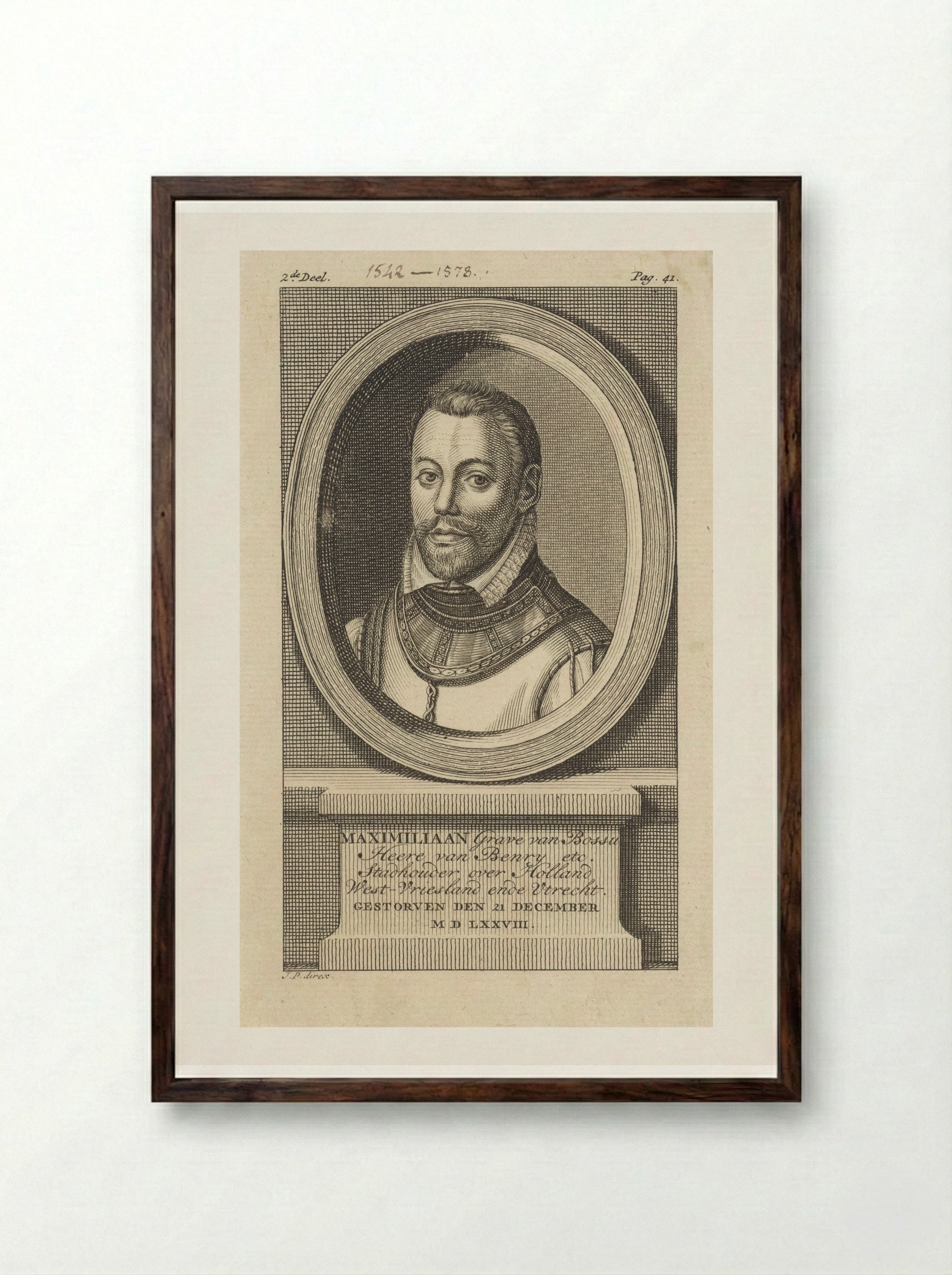 Portret van Maximiliaan de Hennin, graaf van Boussu - Jan Punt - Framed Print Dark Wood