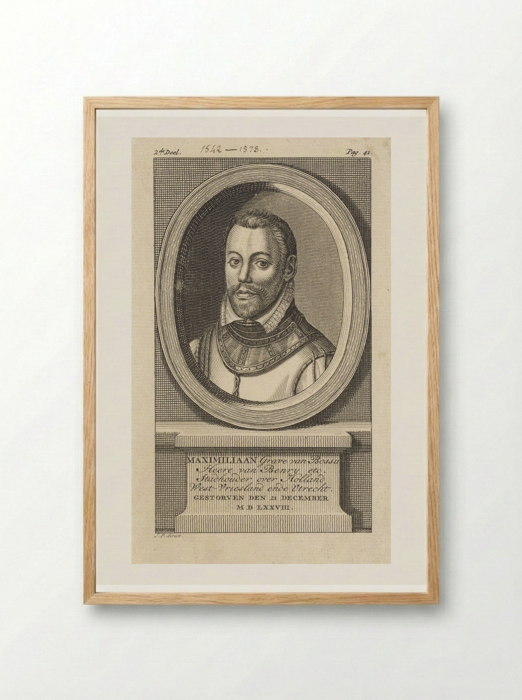 Portret van Maximiliaan de Hennin, graaf van Boussu - Jan Punt - Framed Print Wood