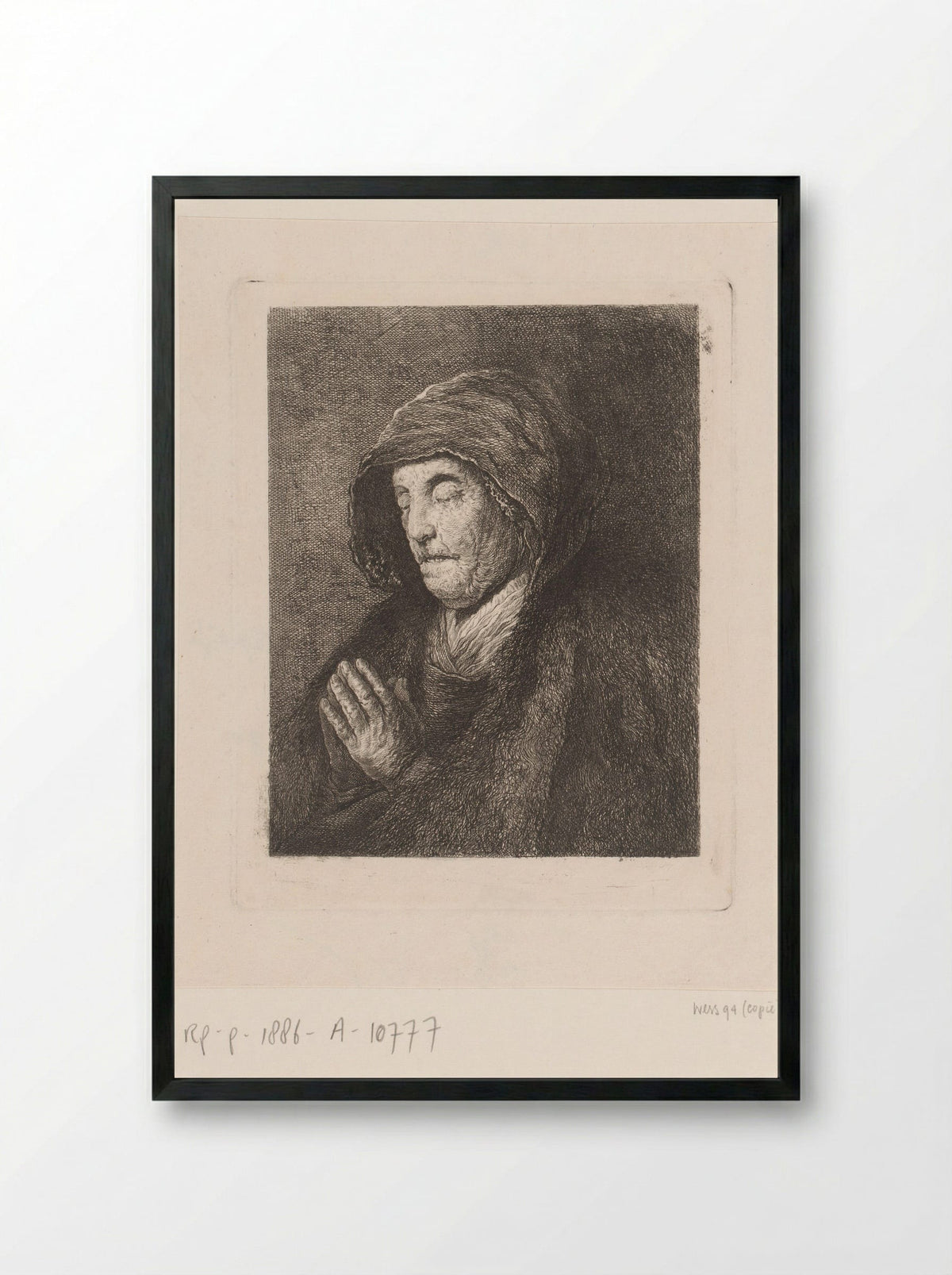 Portret van Neeltje Willemsdr. Zuytbrouck biddend - Amalie Baader - Framed Print Black