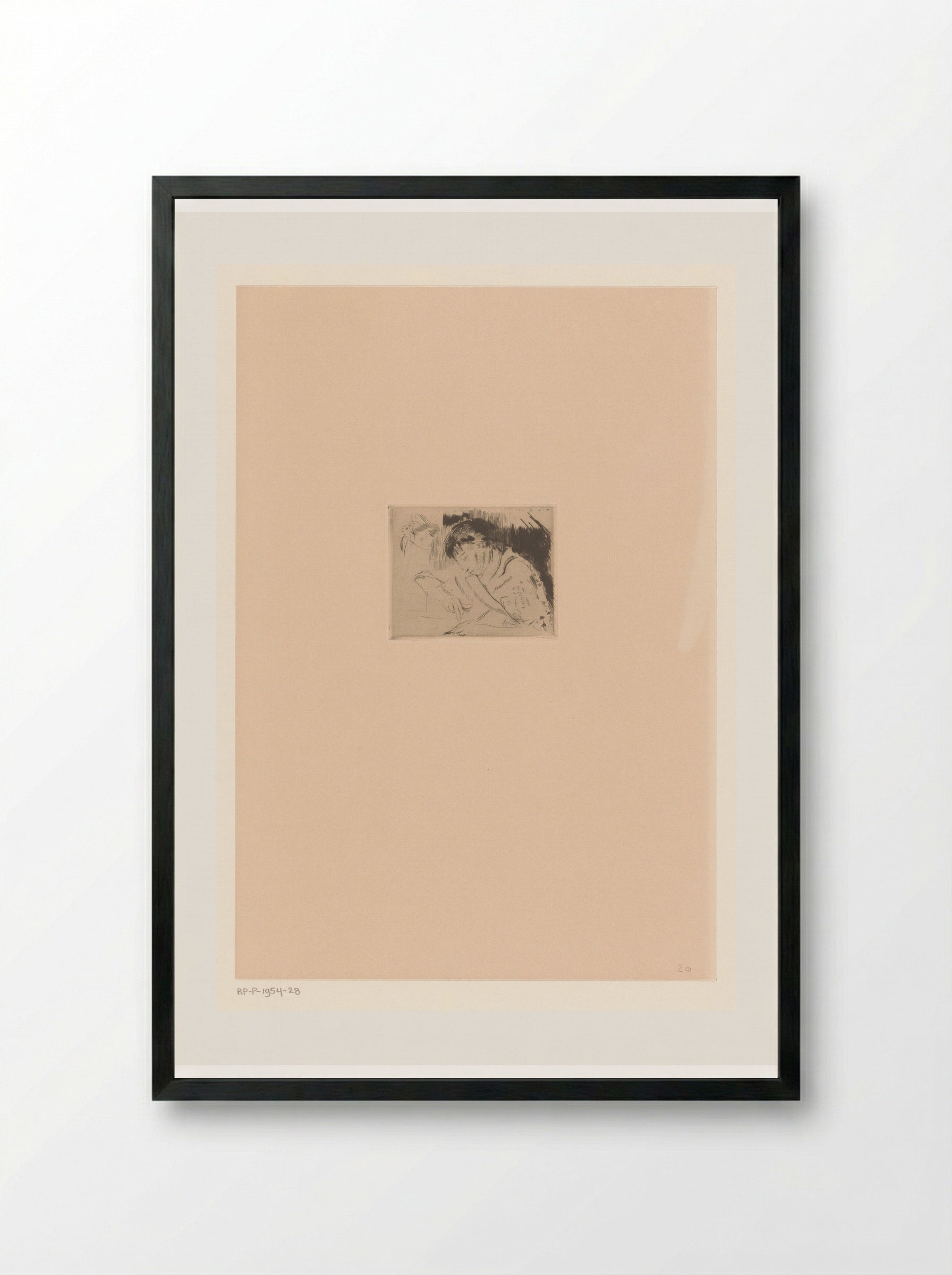 Portret van Nel Wouters schrijvend - Rik Wouters - Framed Print Black