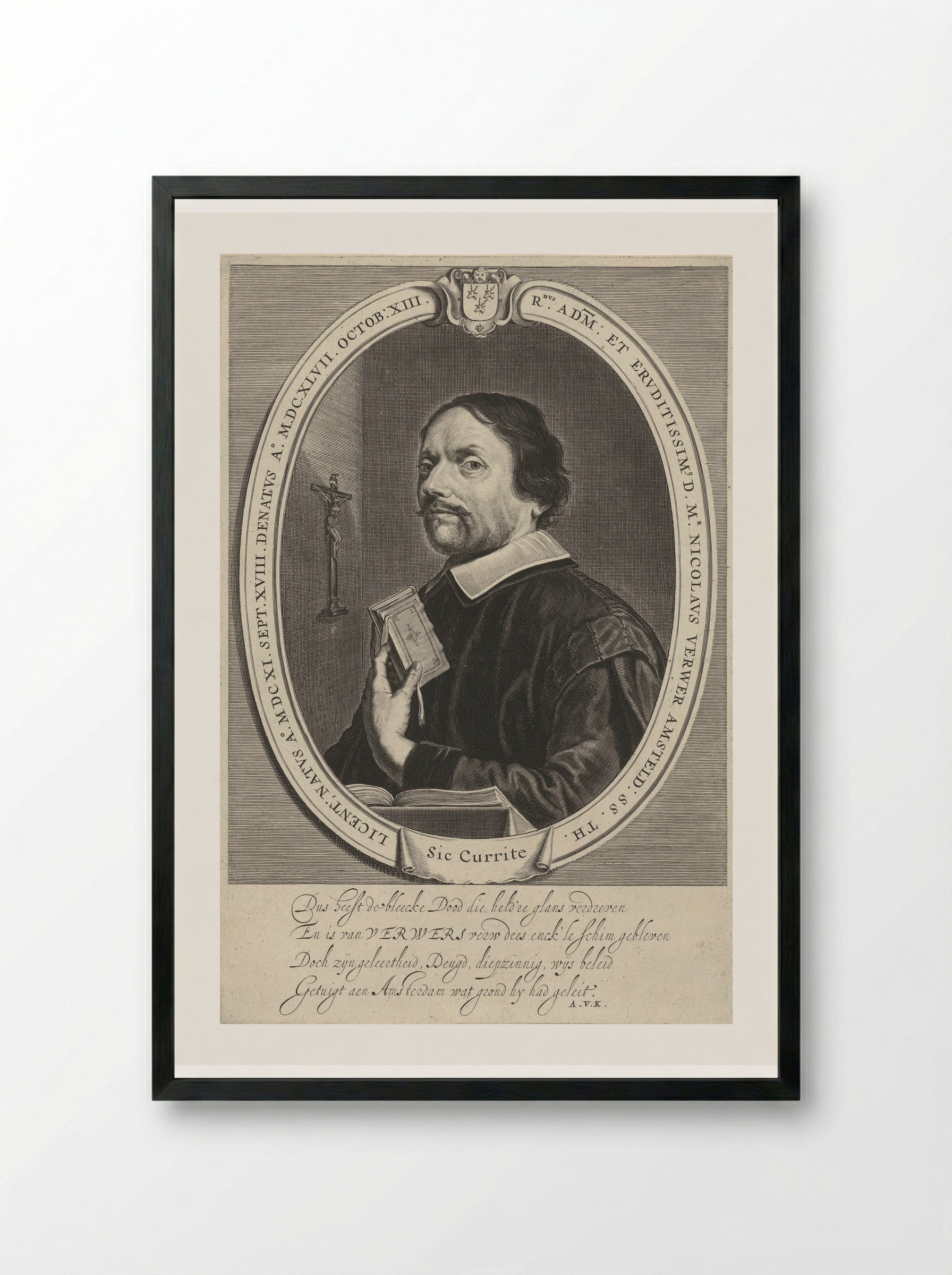 Portret van Nicolaas Verwer - Theodor Matham - Framed Print Black