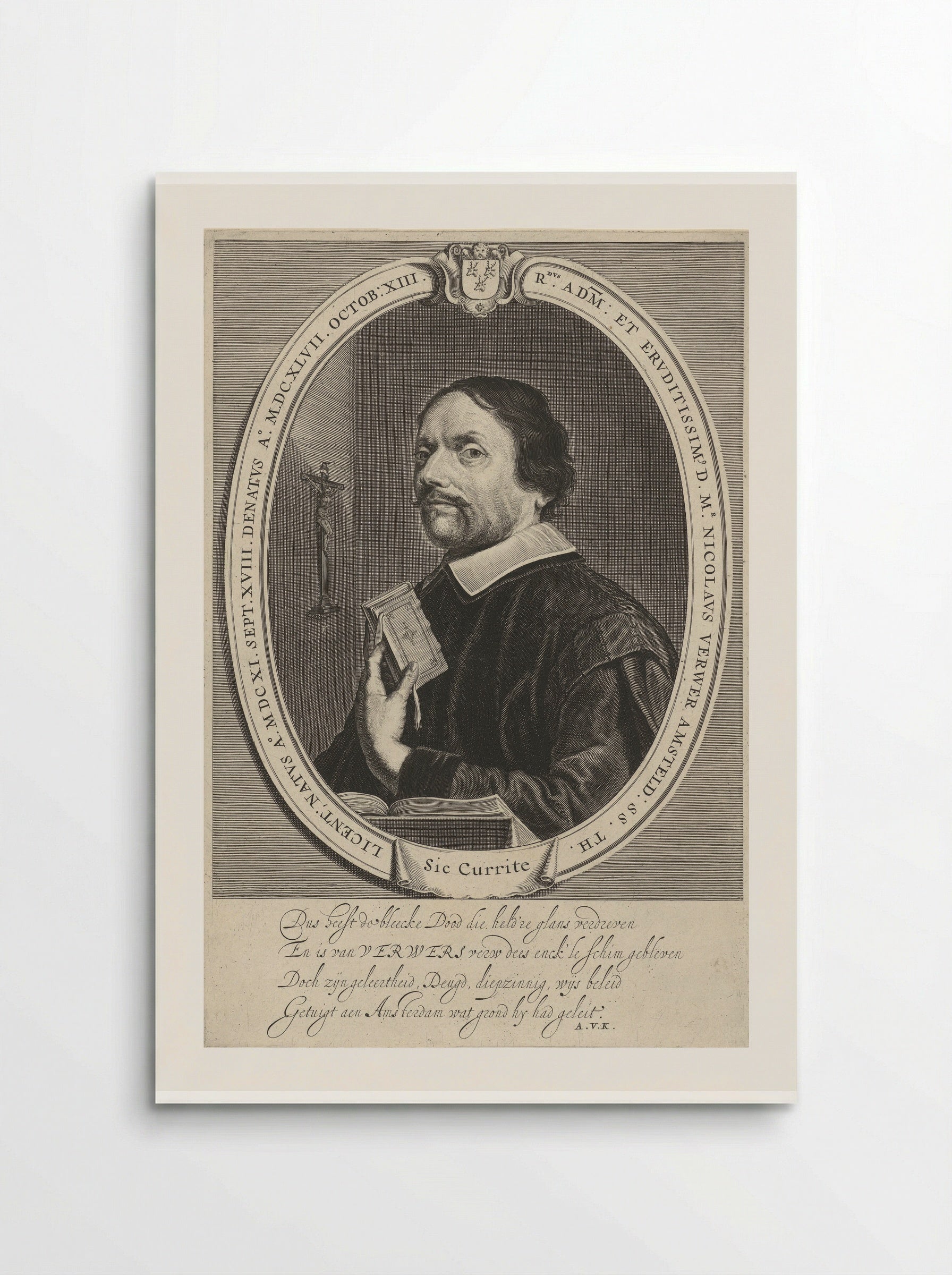 Portret van Nicolaas Verwer - Theodor Matham - Poster