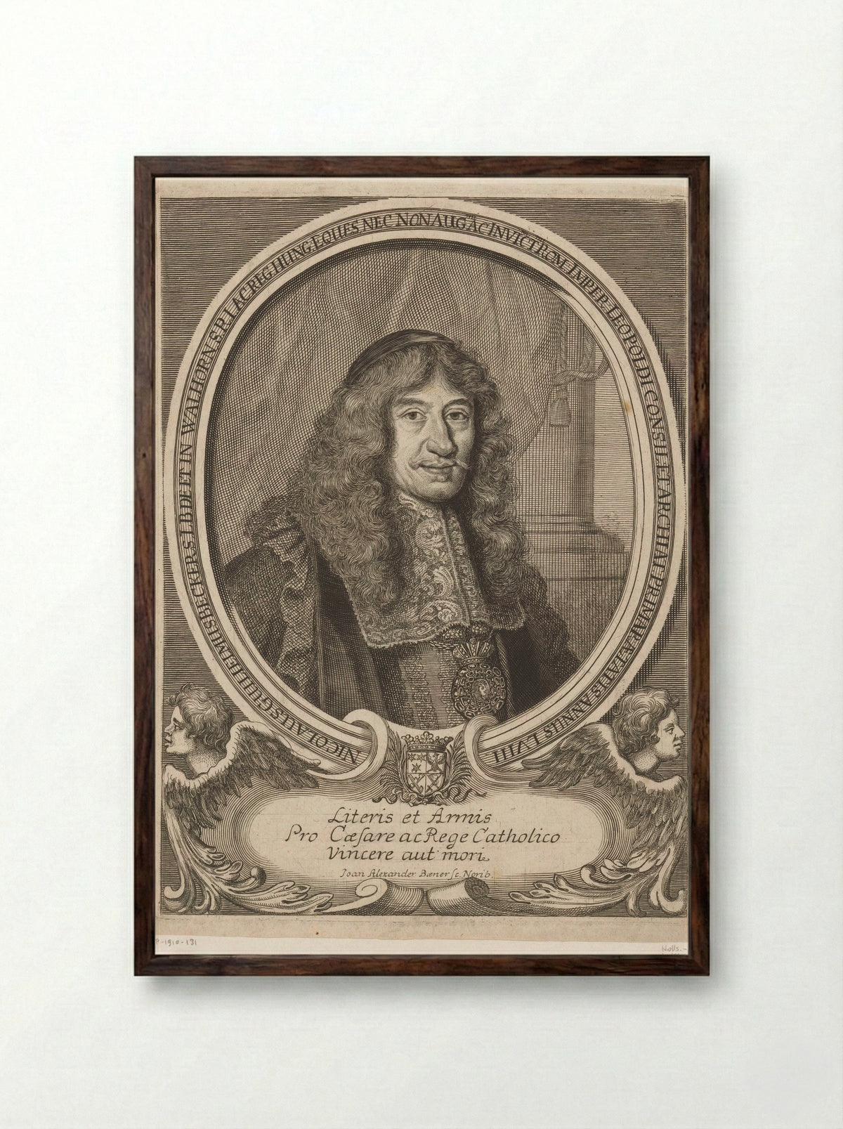 Portret van Nicolaus Wilhelm Beckers, Freiherr von Walhorn - Johann Alexander Böner - Framed Print Dark Wood