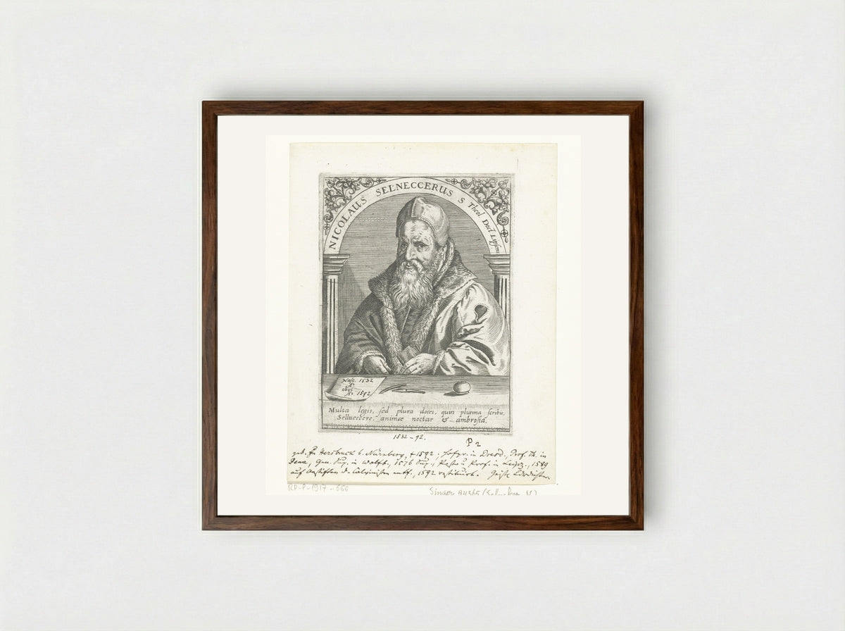 Portret van Nikolaus Selnecker - Johann Theodor de Bry - Framed Print Dark Wood
