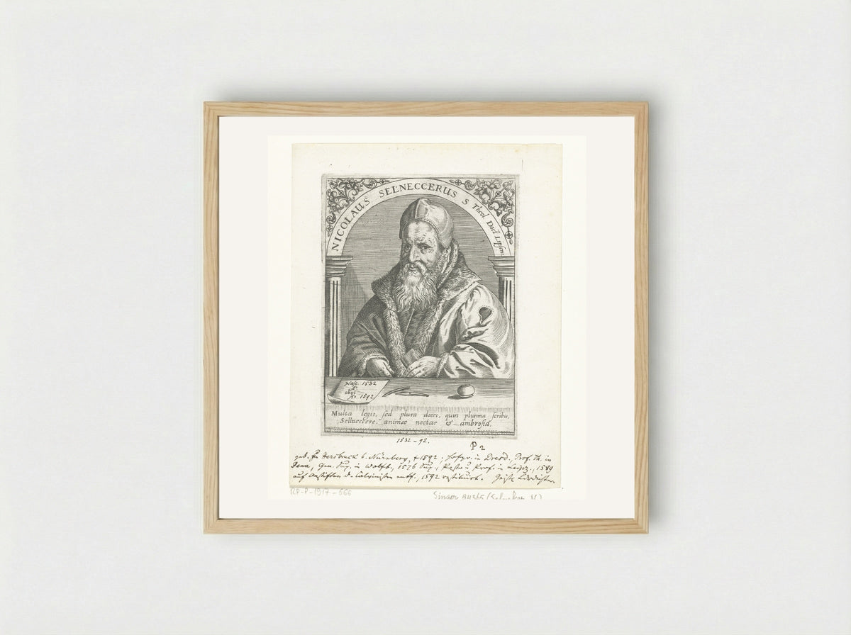 Portret van Nikolaus Selnecker - Johann Theodor de Bry - Framed Print Wood