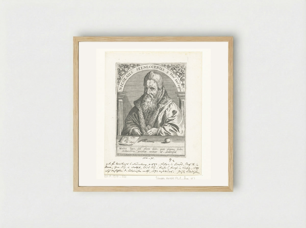 Portret van Nikolaus Selnecker - Johann Theodor de Bry - Framed Print Wood