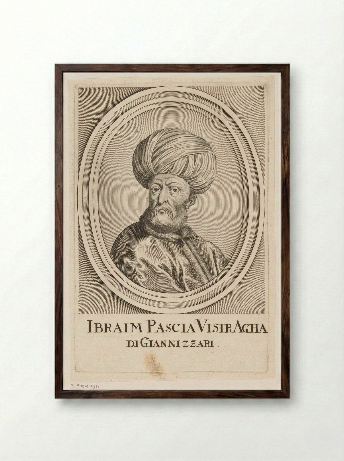 Portret van Pargalı Ibrahim Pasha - Johann Alexander Böner - Framed Print Dark Wood
