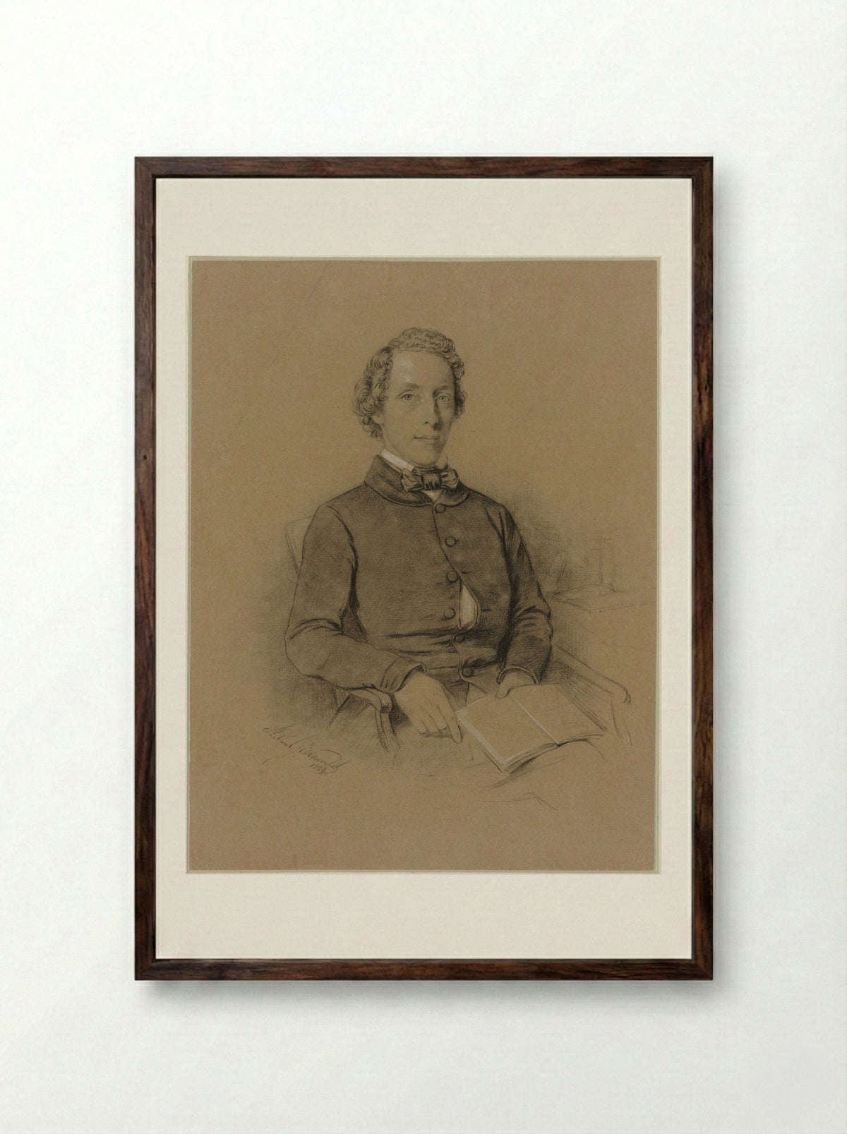 Portret van Petrus Augustus de Génestet - Antonie Johannes Groeneveldt - Framed Print Dark Wood