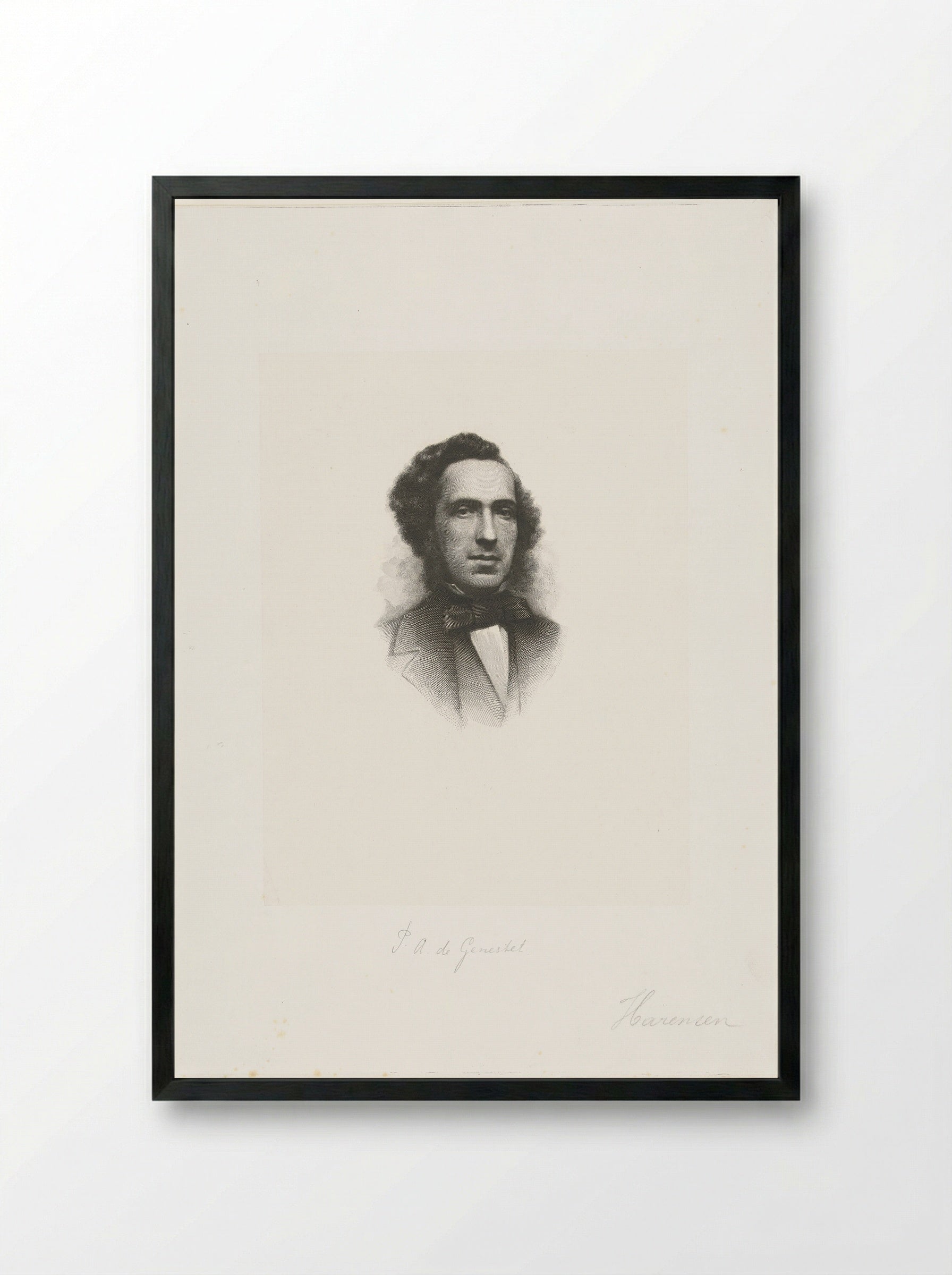 Portret van Petrus Augustus de Genestet - Petrus Johannes Arendzen - Framed Print Black