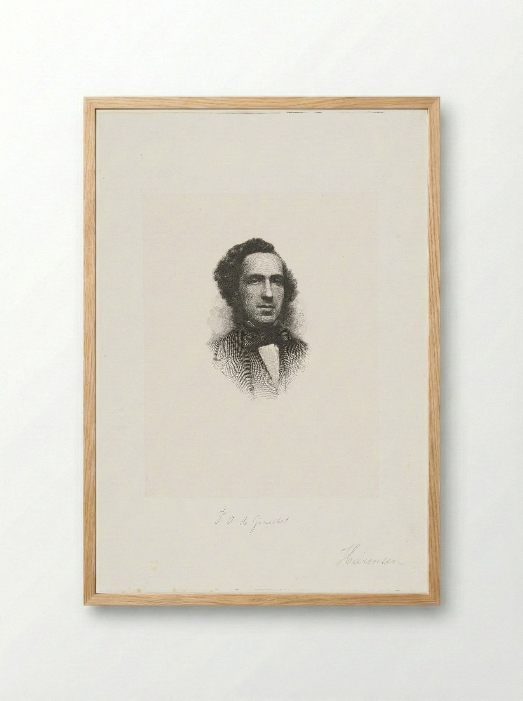 Portret van Petrus Augustus de Genestet - Petrus Johannes Arendzen - Framed Print Wood