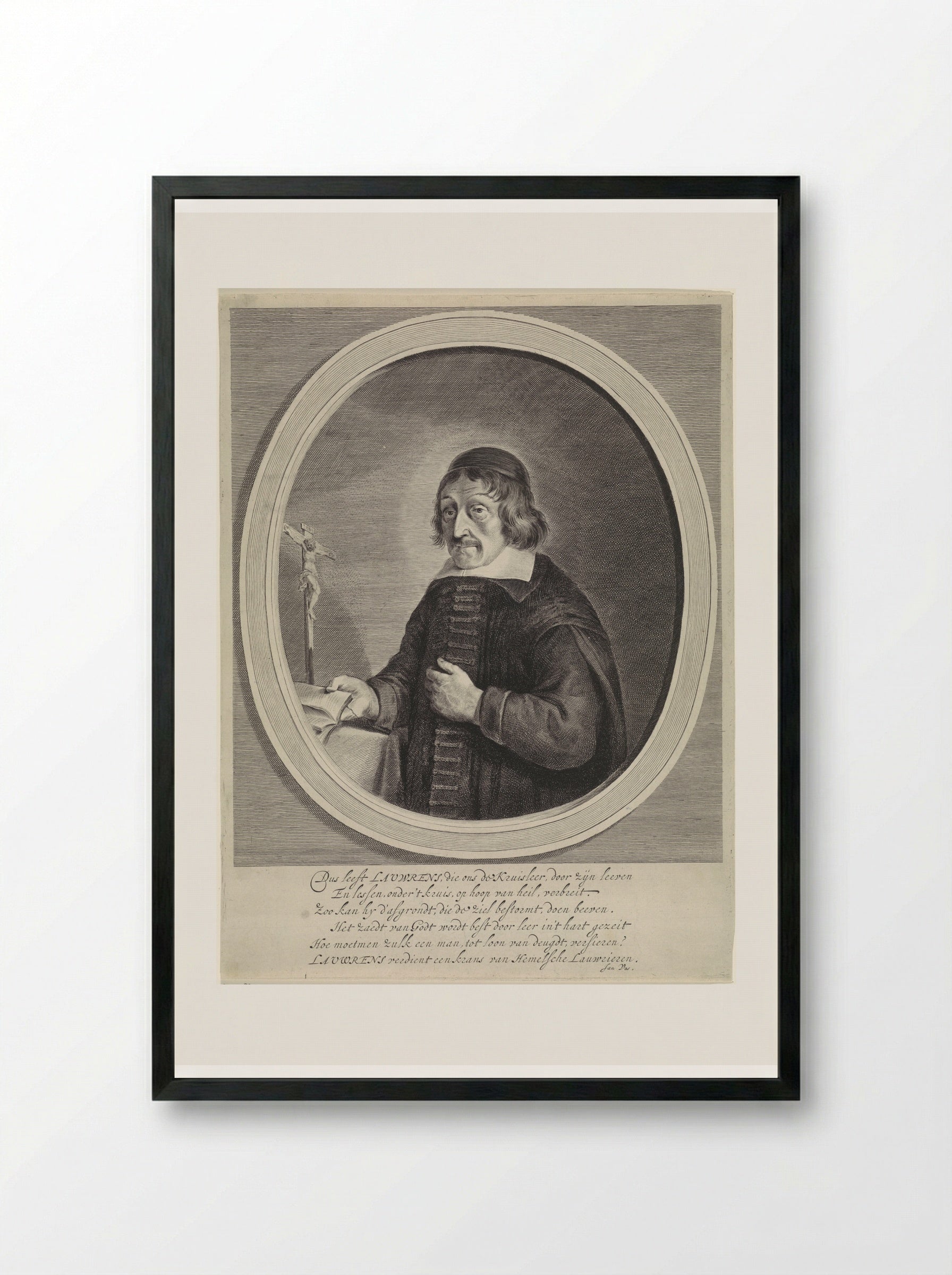 Portret van Petrus Laurentius - Theodor Matham - Framed Print Black