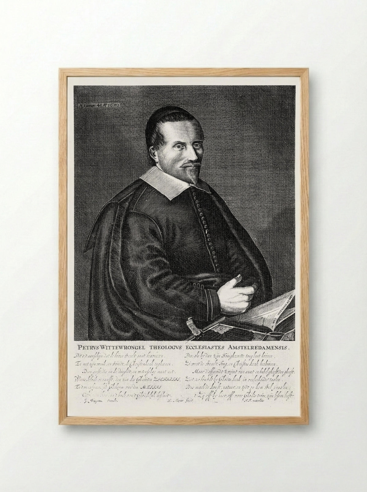 Portret van Petrus Wittewrongel - Harmen de Mayer - Framed Print Wood