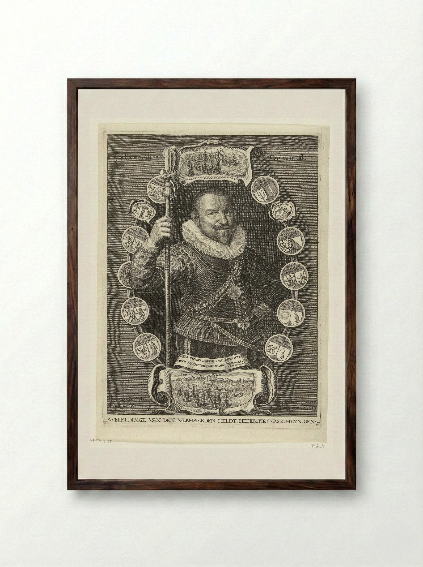Portret van Piet Hein - Crispijn van de Passe (II) - Framed Print Dark Wood
