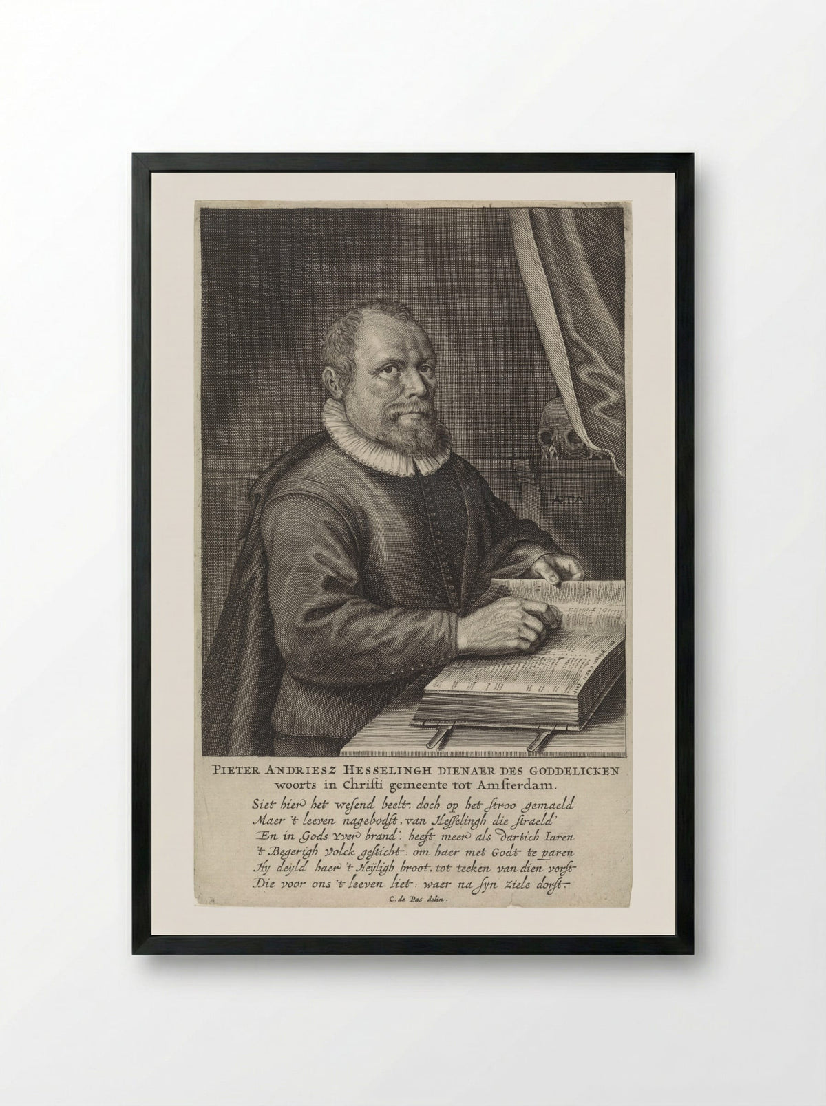 Portret van Pieter Andriesz Hesseling - Crispijn van de Passe (II) - Framed Print Black