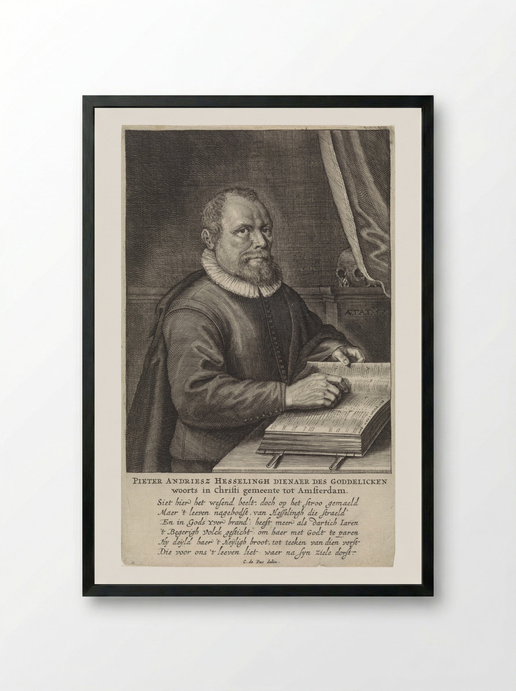 Portret van Pieter Andriesz Hesseling - Crispijn van de Passe (II) - Framed Print Black