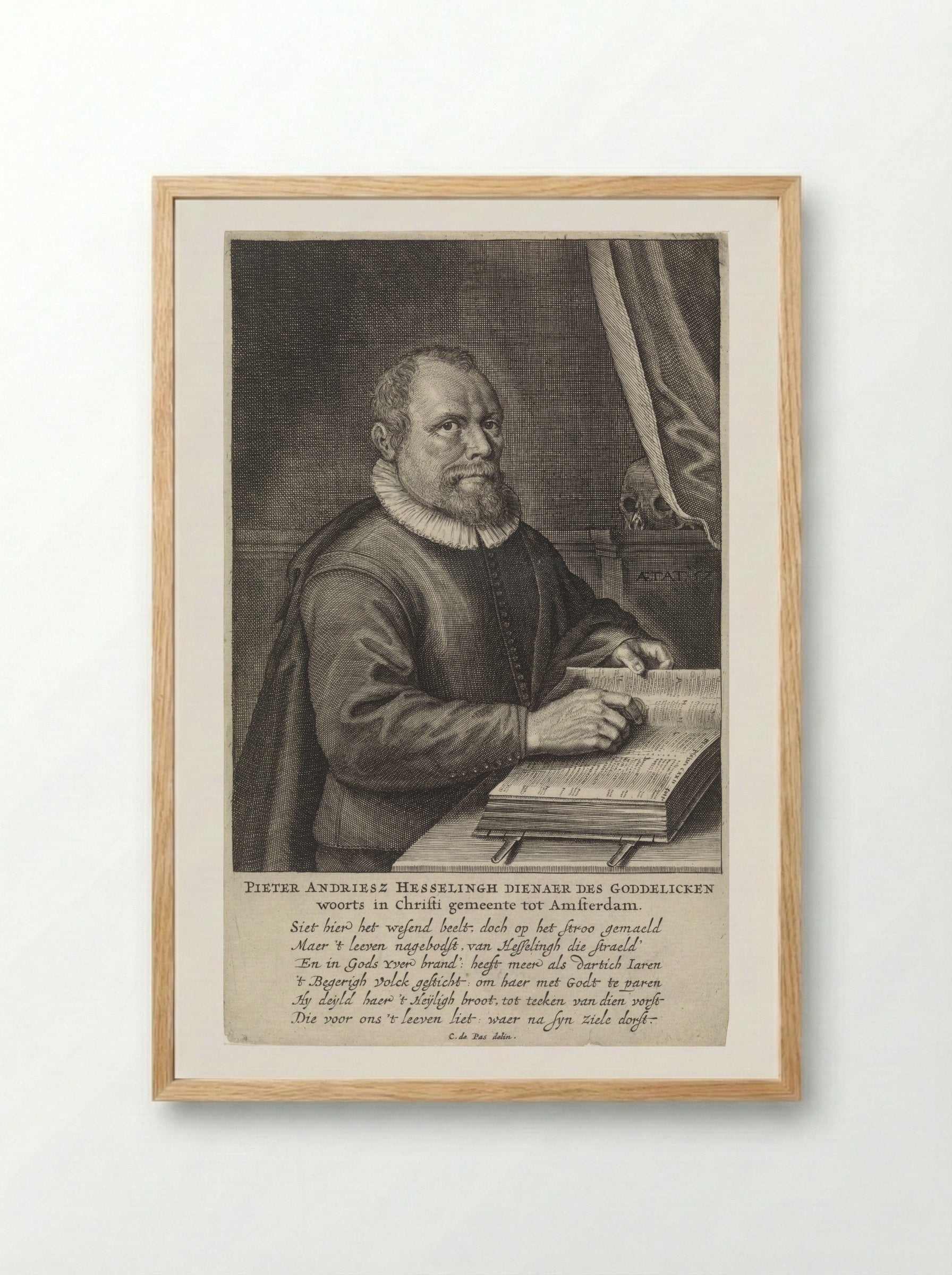 Portret van Pieter Andriesz Hesseling - Crispijn van de Passe (II) - Framed Print Wood