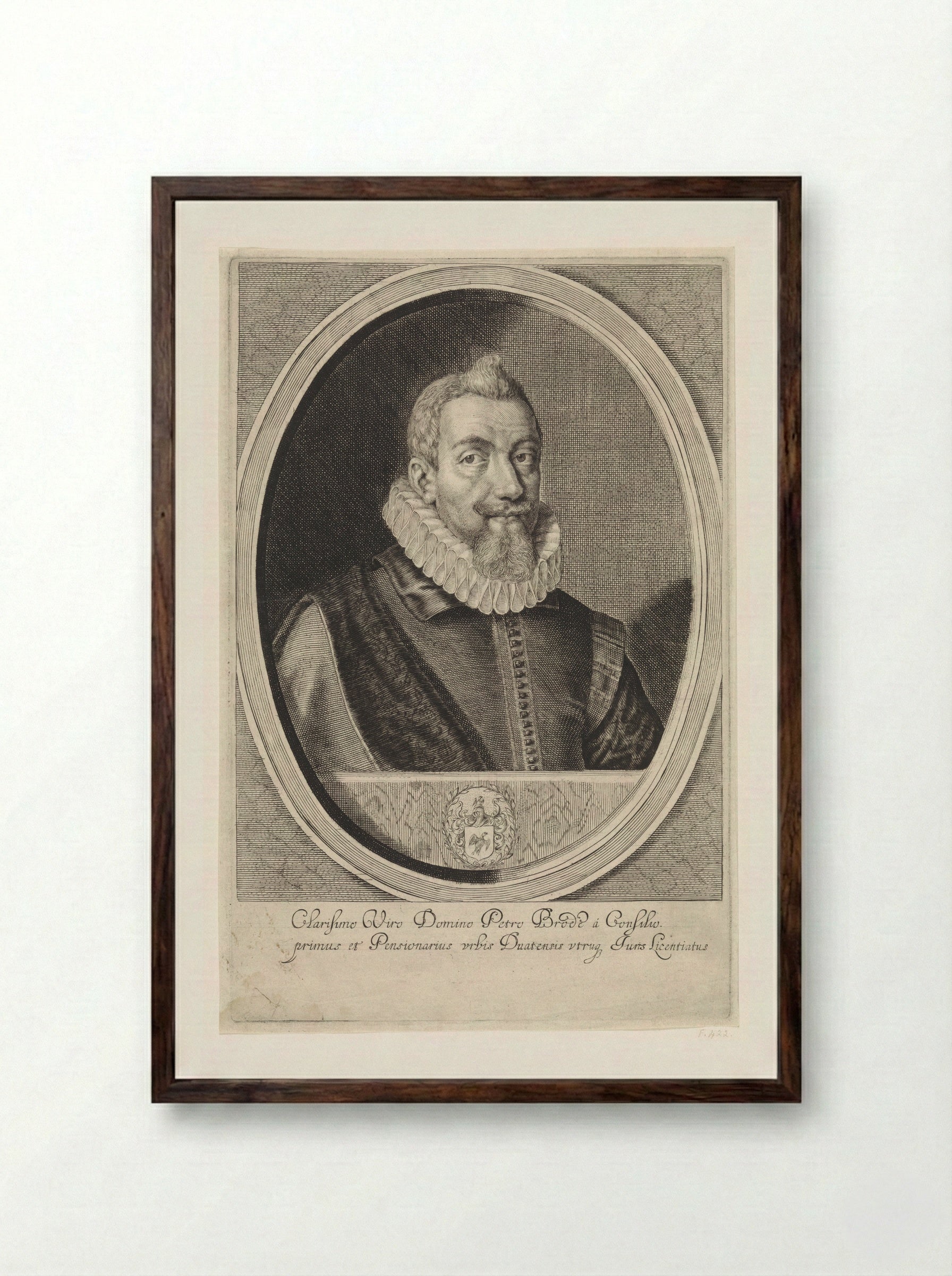 Portret van Pieter Brode - Crispijn van de Passe (II) - Framed Print Dark Wood