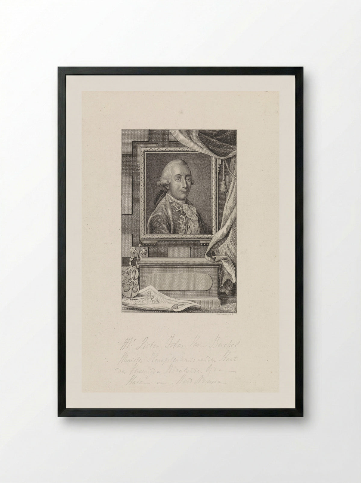 Portret van Pieter Johan van Berckel - Reinier Vinkeles (I) - Framed Print Black