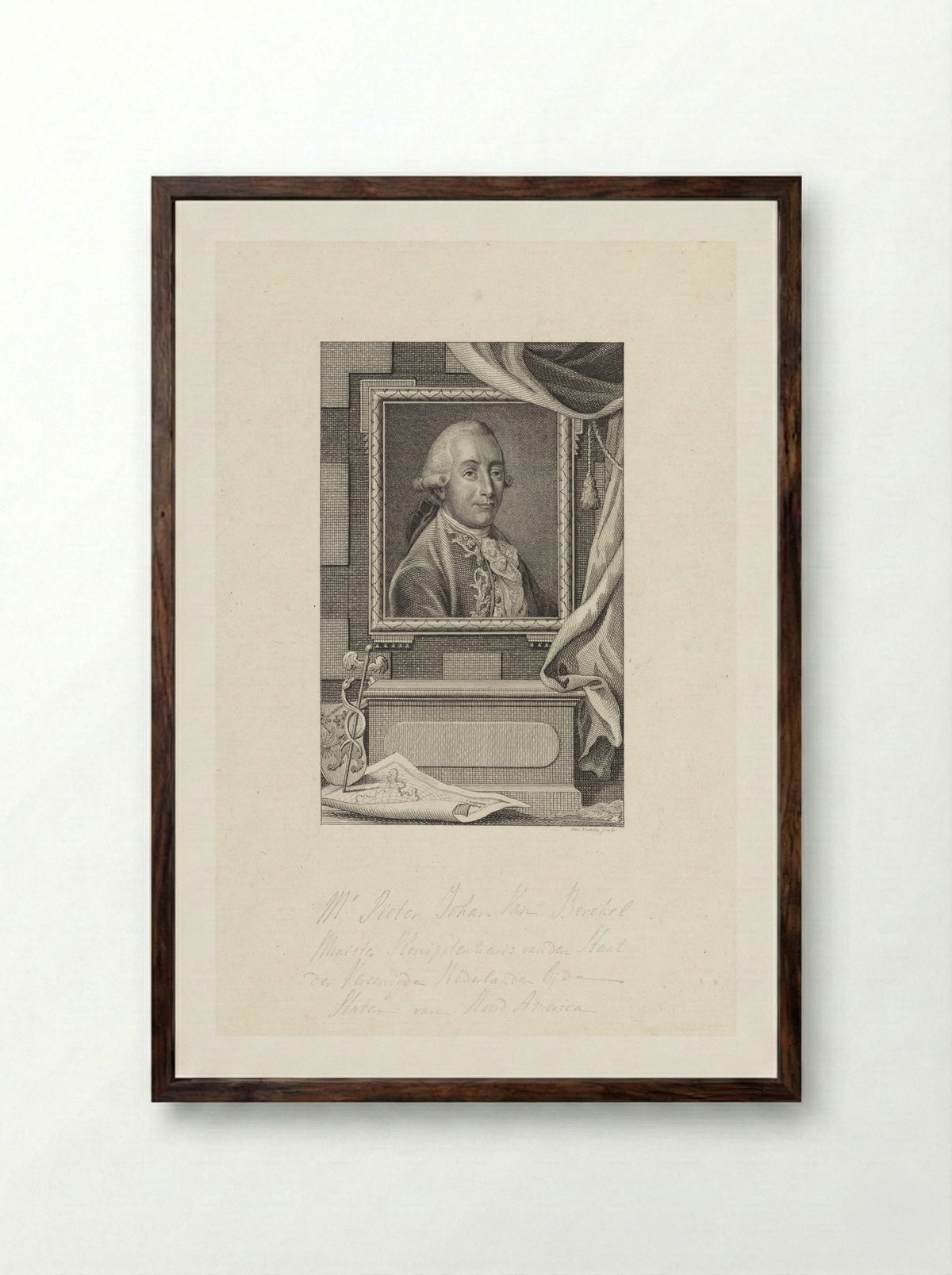 Portret van Pieter Johan van Berckel - Reinier Vinkeles (I) - Framed Print Dark Wood