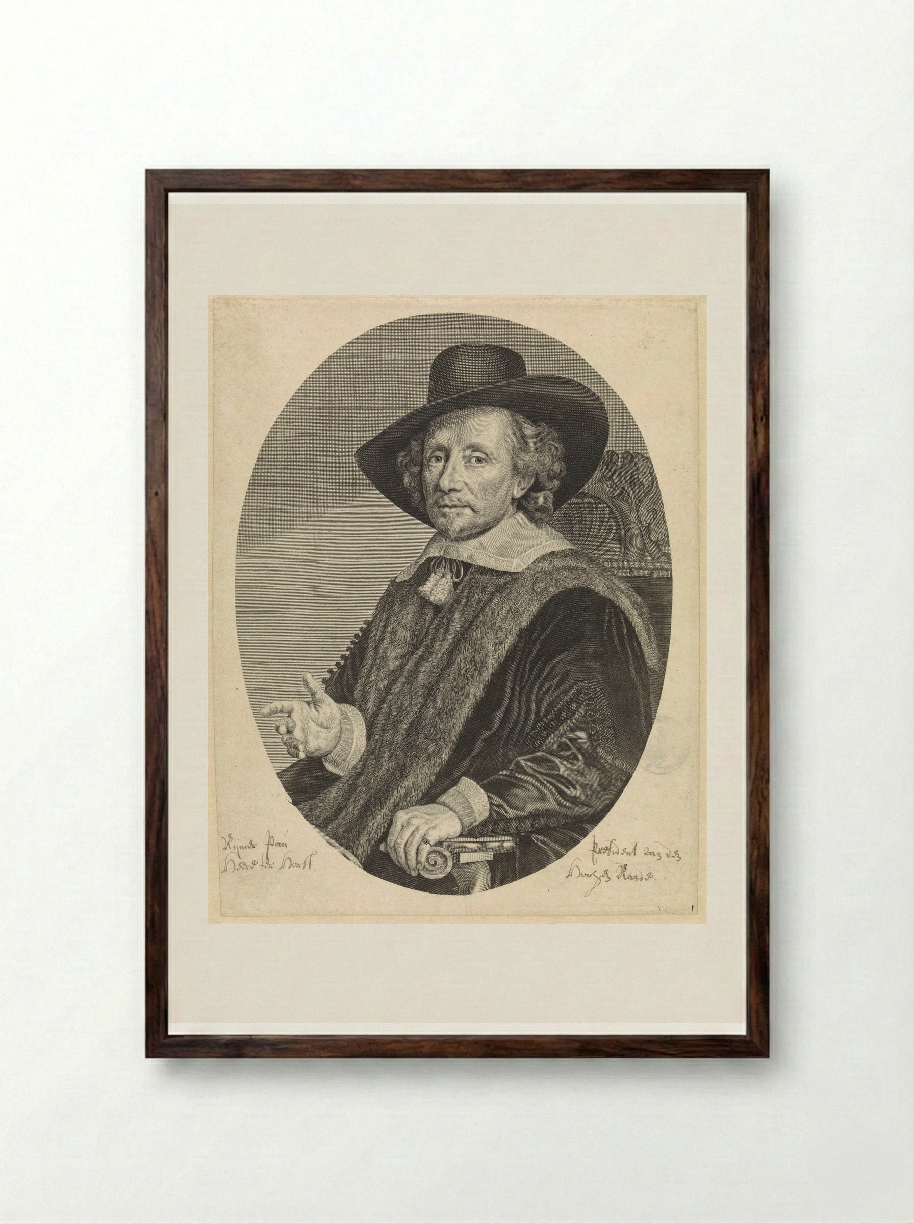 Portret van Reinier Pauw - Theodor Matham - Framed Print Dark Wood