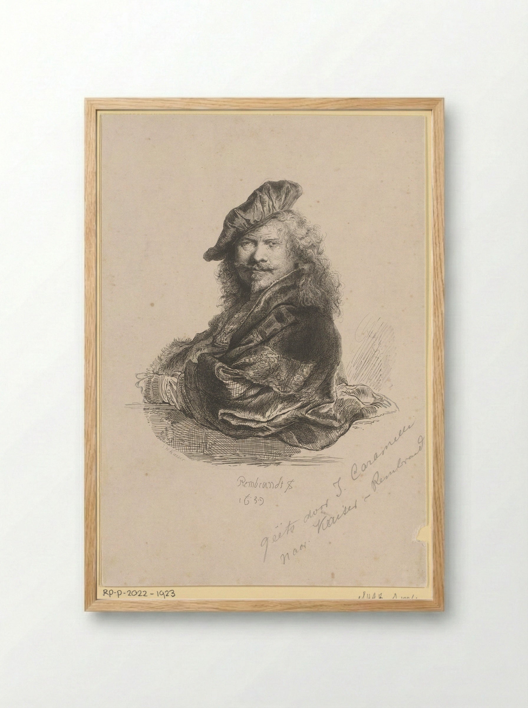 Portret van Rembrandt van Rijn - Jan Caramelli - Framed Print Wood