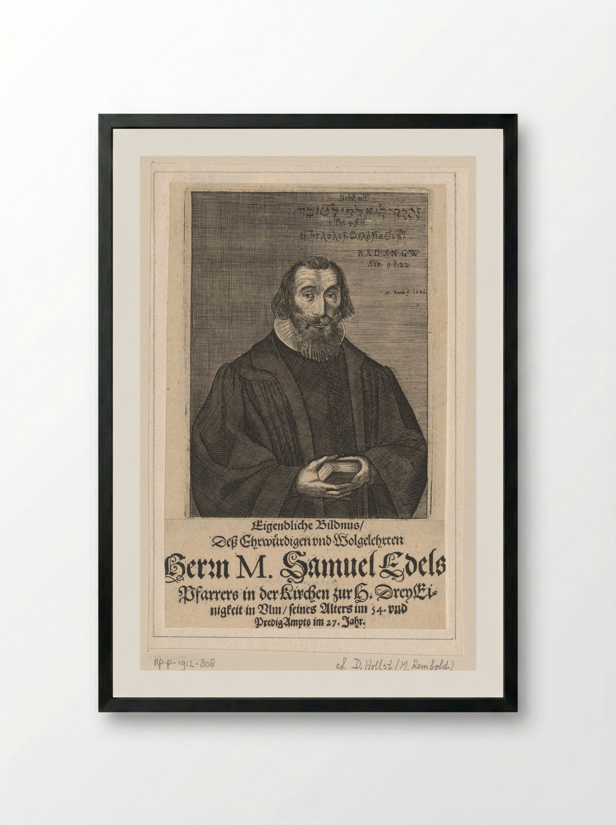 Portret van Samuel Edel - Balthasar Kühnen - Framed Print Black