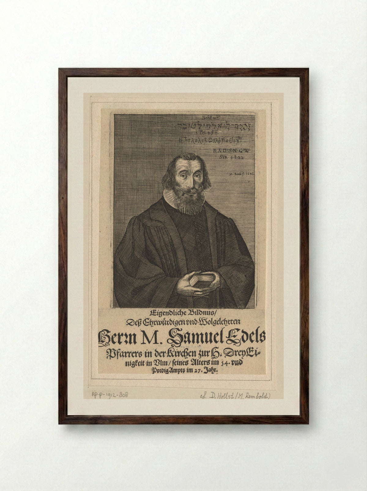 Portret van Samuel Edel - Balthasar Kühnen - Framed Print Dark Wood