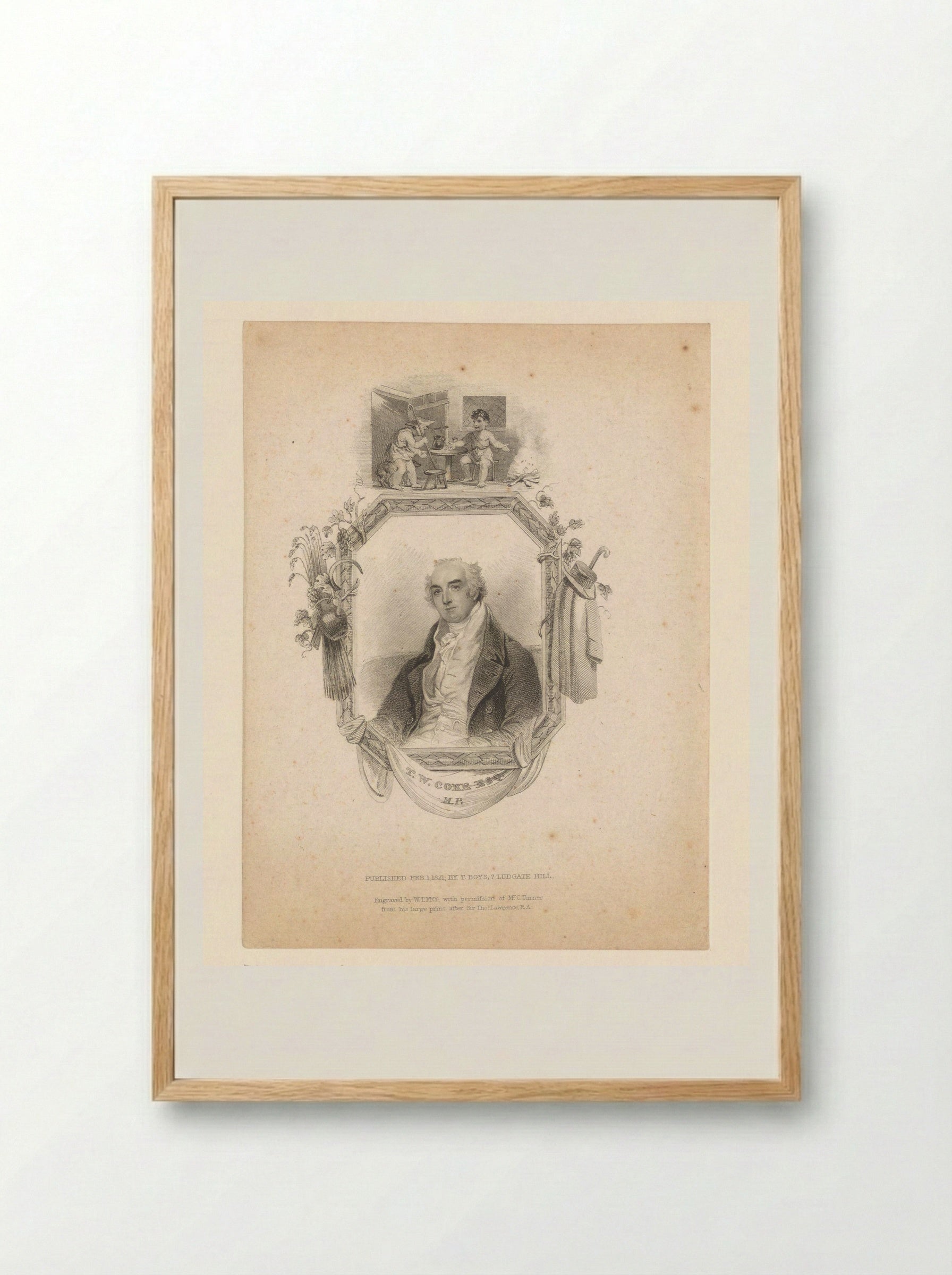 Portret van Thomas Coke - Charles Turner - Framed Print Wood