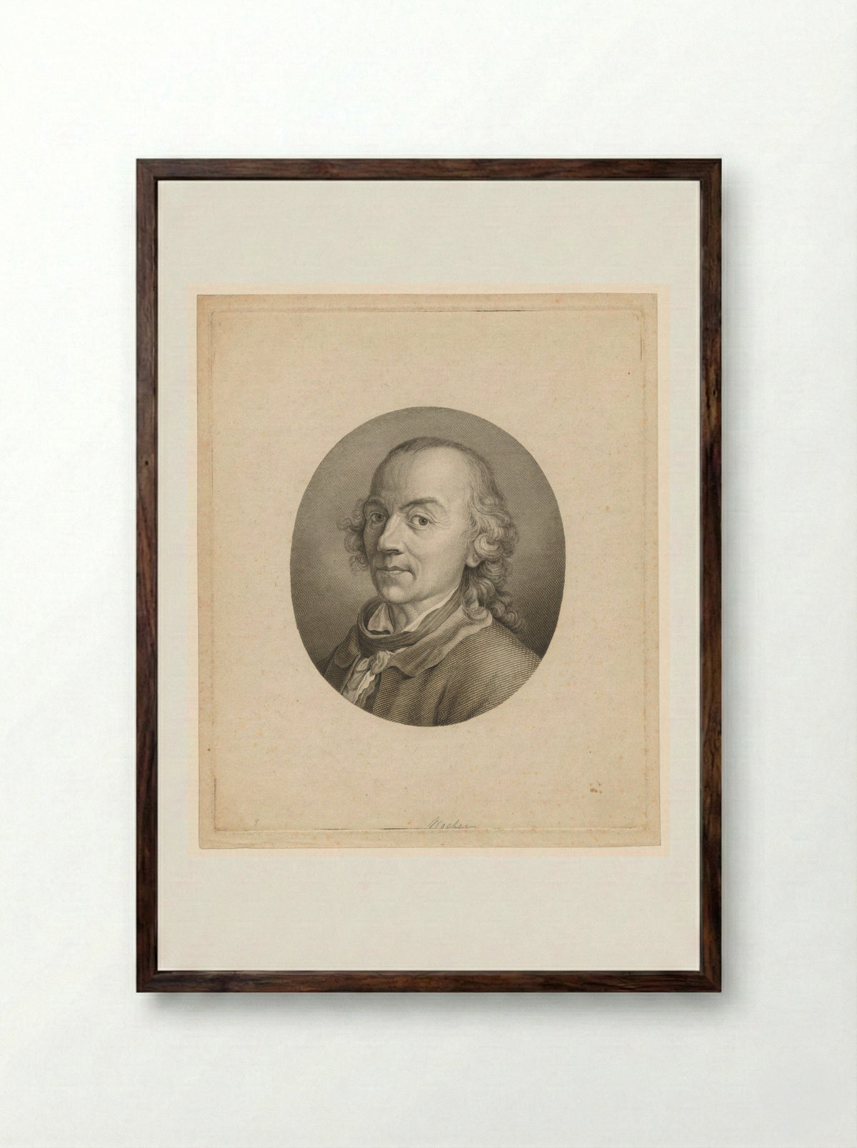 Portret van Tiberius Dominikus Wocher - John Hall - Framed Print Dark Wood