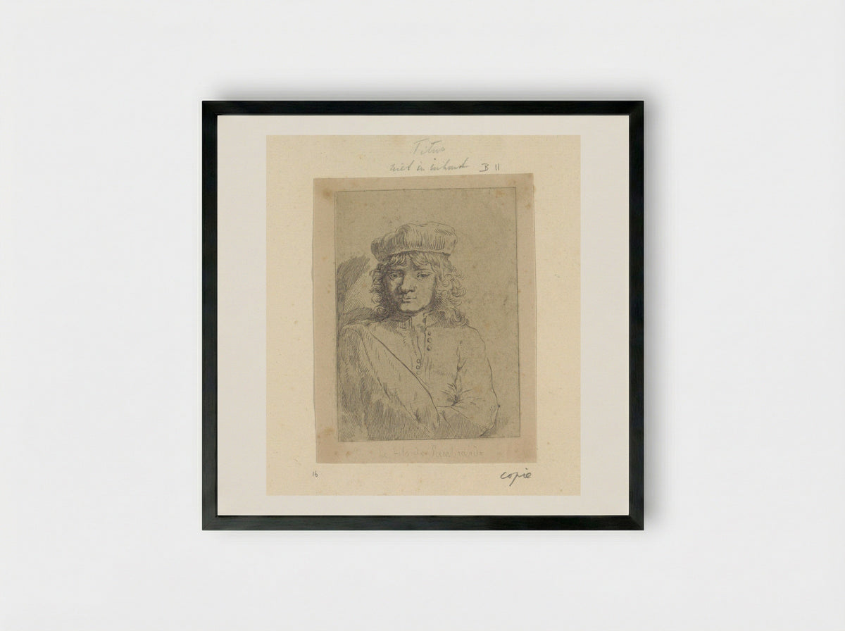 Portret van Titus (After Rembrandt) - Henry Louis Basan - Framed Print Black