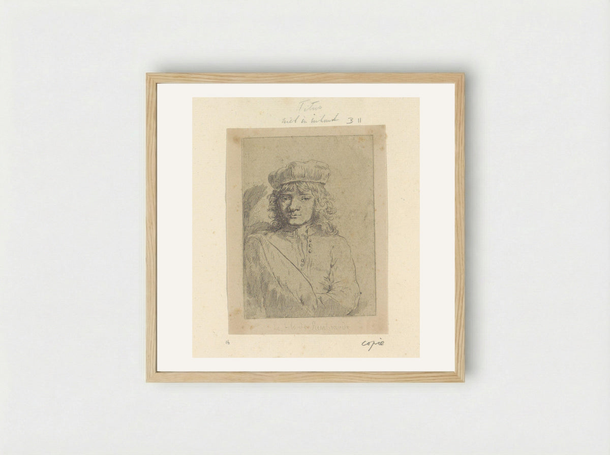 Portret van Titus (After Rembrandt) - Henry Louis Basan - Framed Print Wood