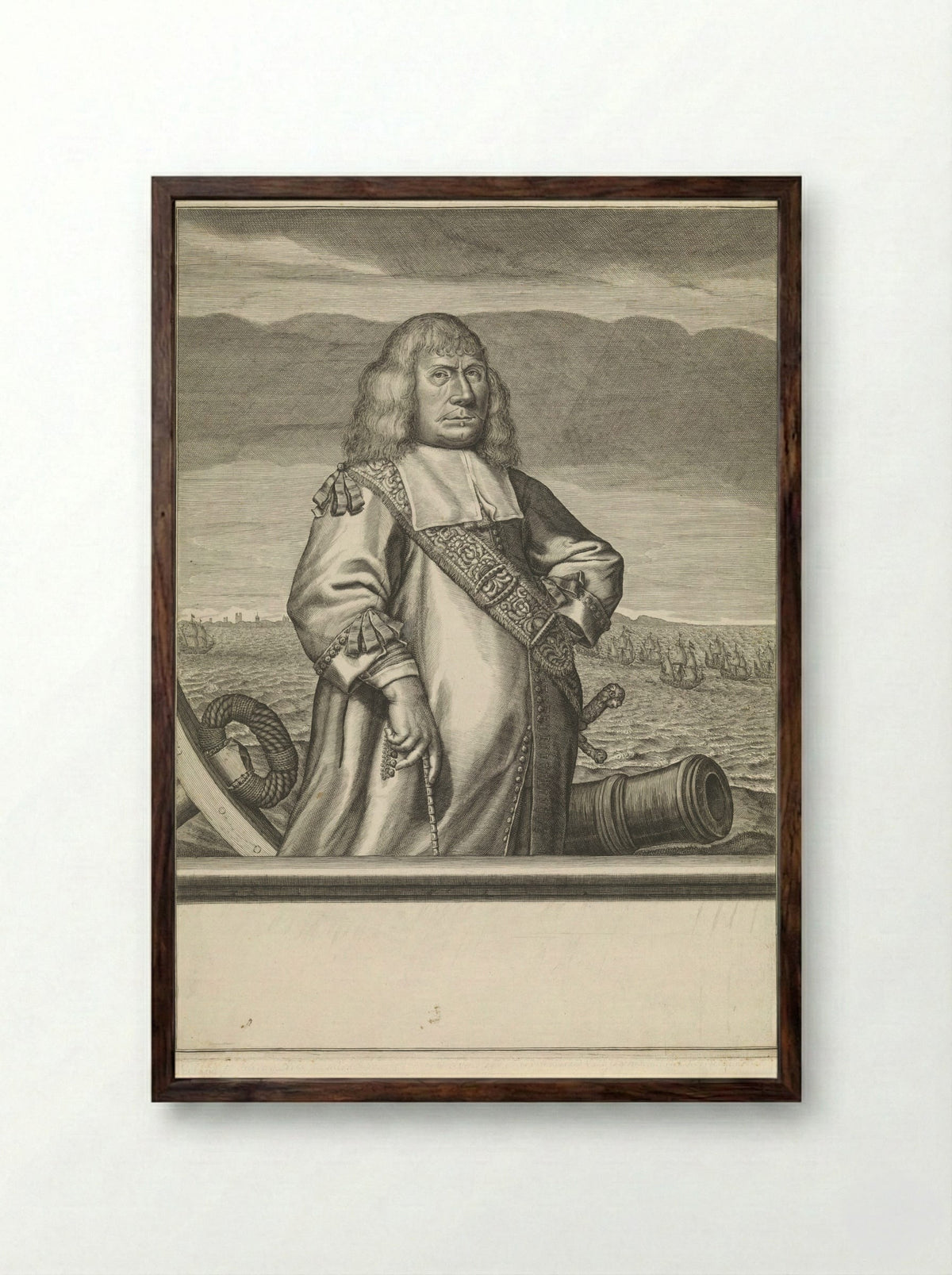 Portret van Volkert Schram, Vice-admiraal van Holland en West-Friesland - Jan Veenhuysen - Framed Print Dark Wood