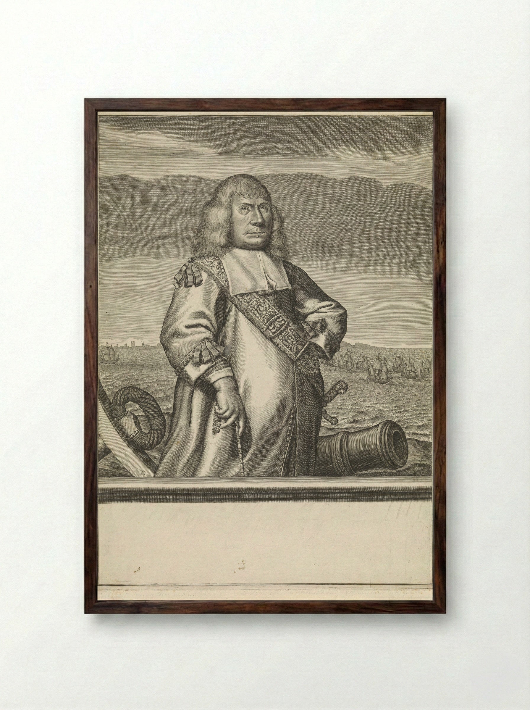 Portret van Volkert Schram, Vice-admiraal van Holland en West-Friesland - Jan Veenhuysen - Framed Print Dark Wood