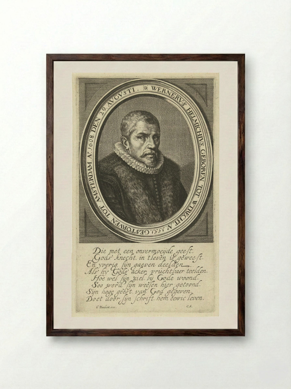 Portret van Werner Helmich - Cornelis Koning - Framed Print Dark Wood
