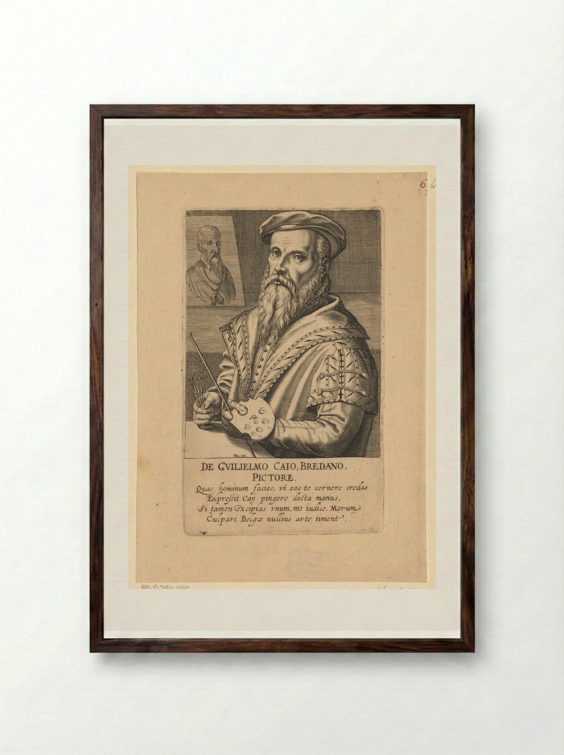 Portret van Willem Key - Hendrick Hondius (I) - Framed Print Dark Wood