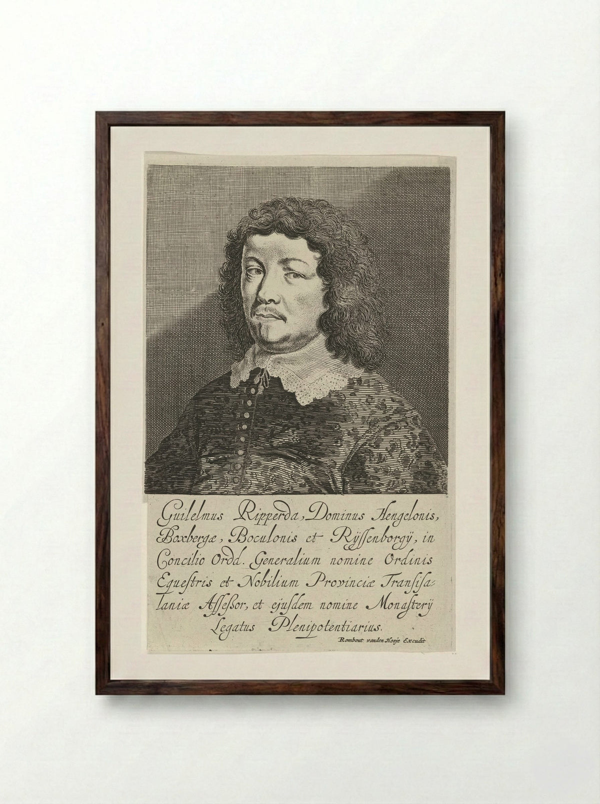 Portret van Willem van Ripperda - Pieter Nolpe - Framed Print Dark Wood