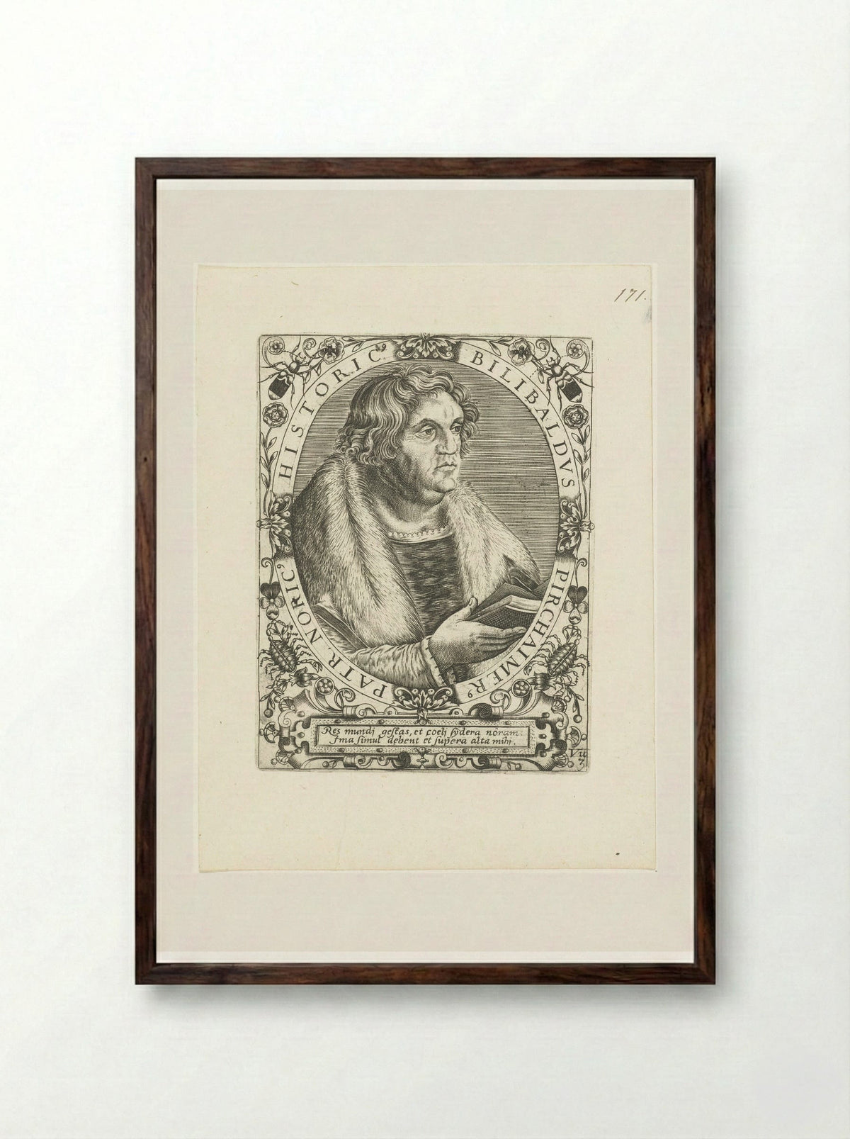 Portret van Willibald Pirckheimer - Theodor de Bry - Framed Print Dark Wood