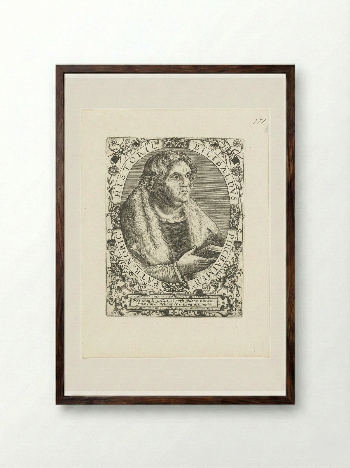 Portret van Willibald Pirckheimer - Theodor de Bry - Framed Print Dark Wood