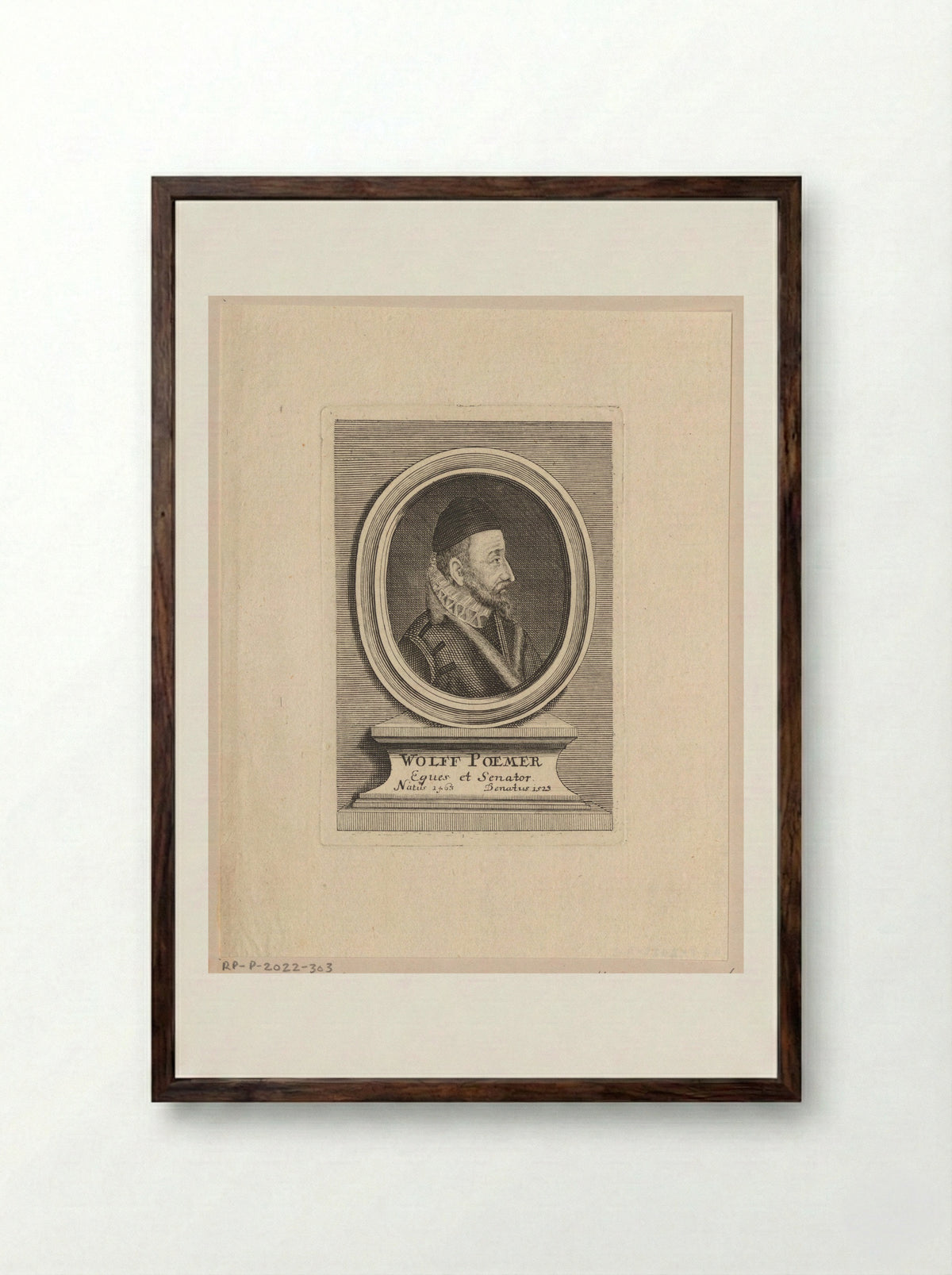 Portret van Wolff Poemer - Johann Alexander Böner - Framed Print Dark Wood