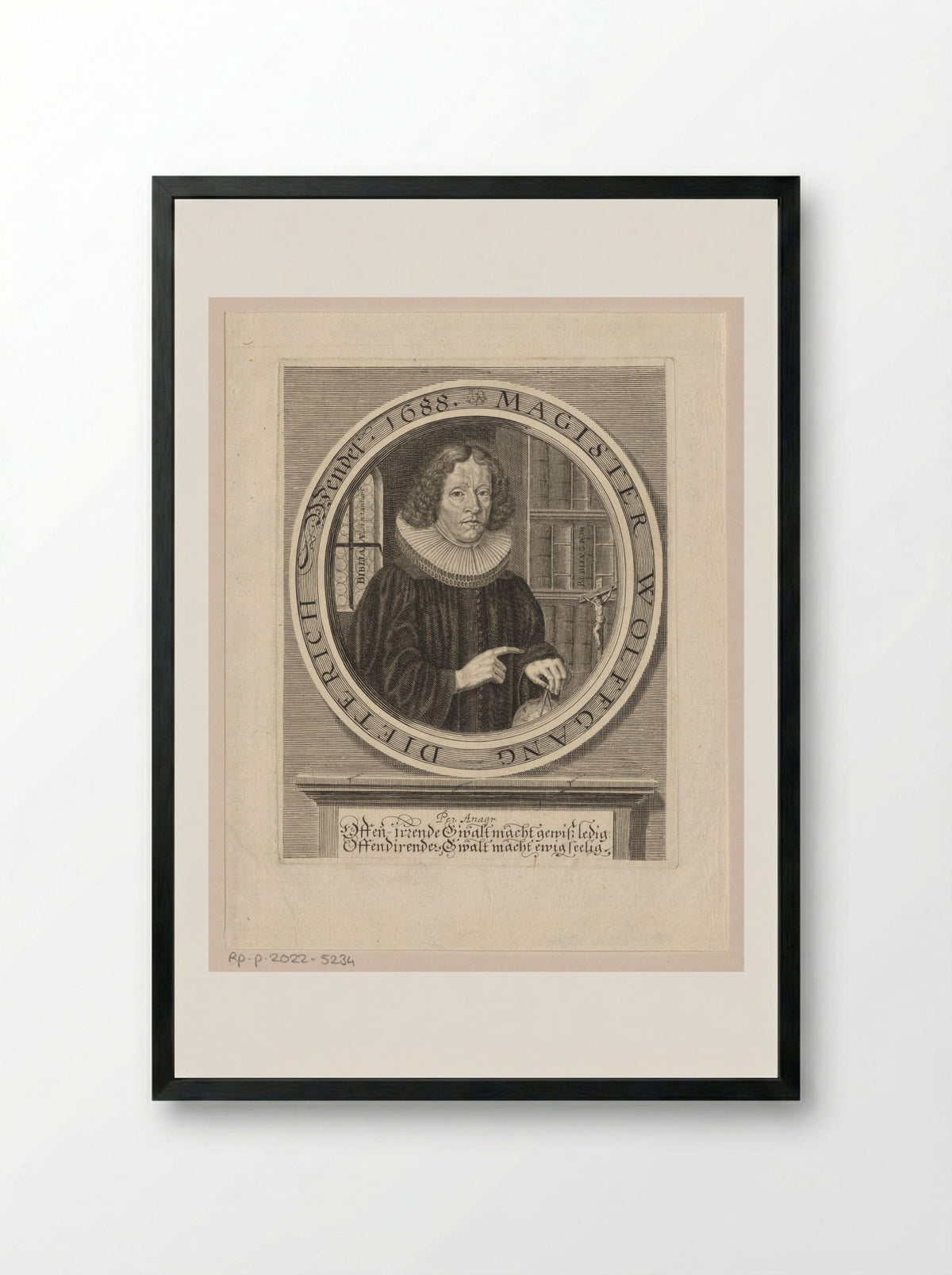 Portret van Wolfgang Dietrich Wendel - Johann Alexander Böner - Framed Print Black