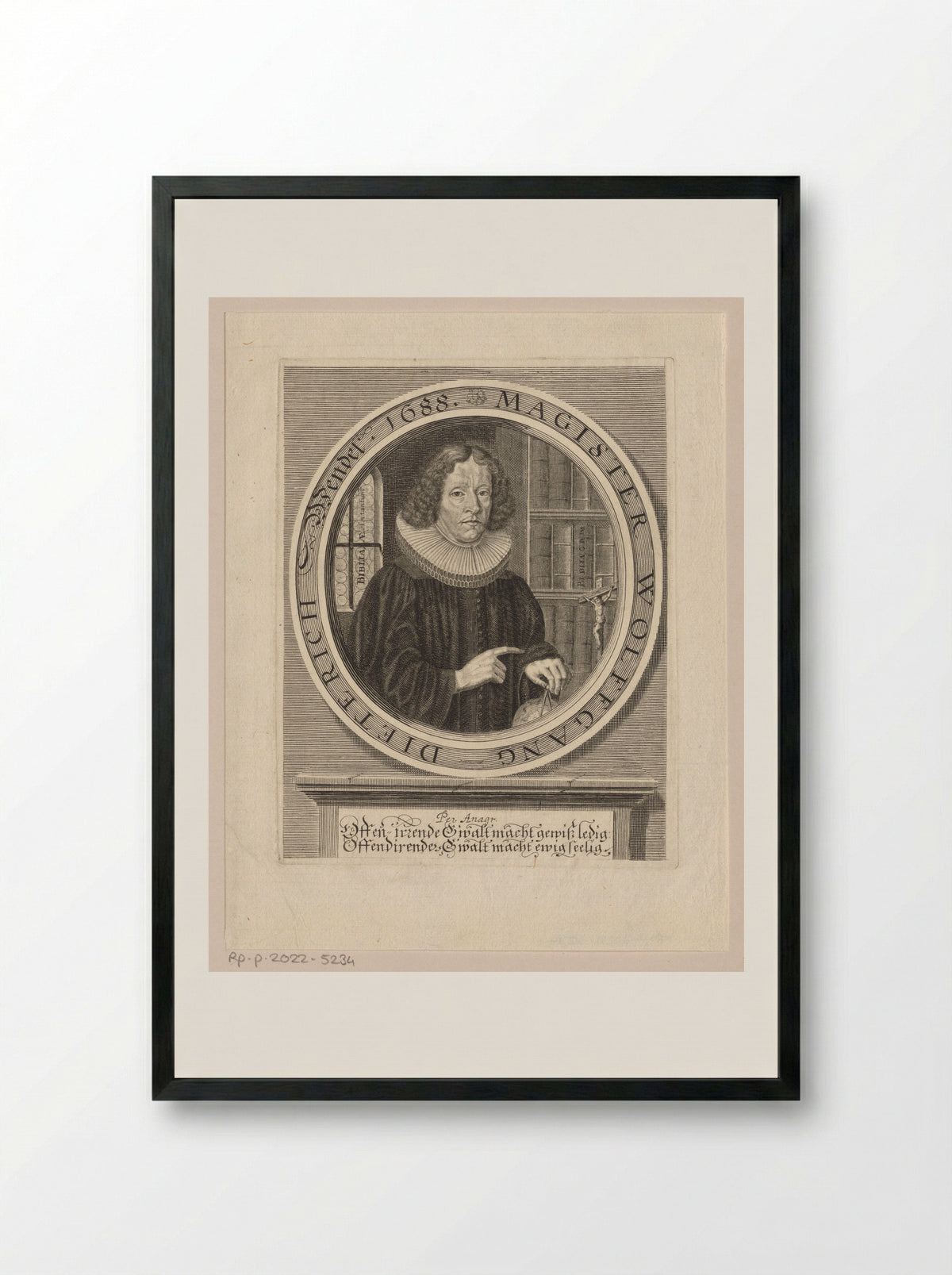Portret van Wolfgang Dietrich Wendel - Johann Alexander Böner - Framed Print Black