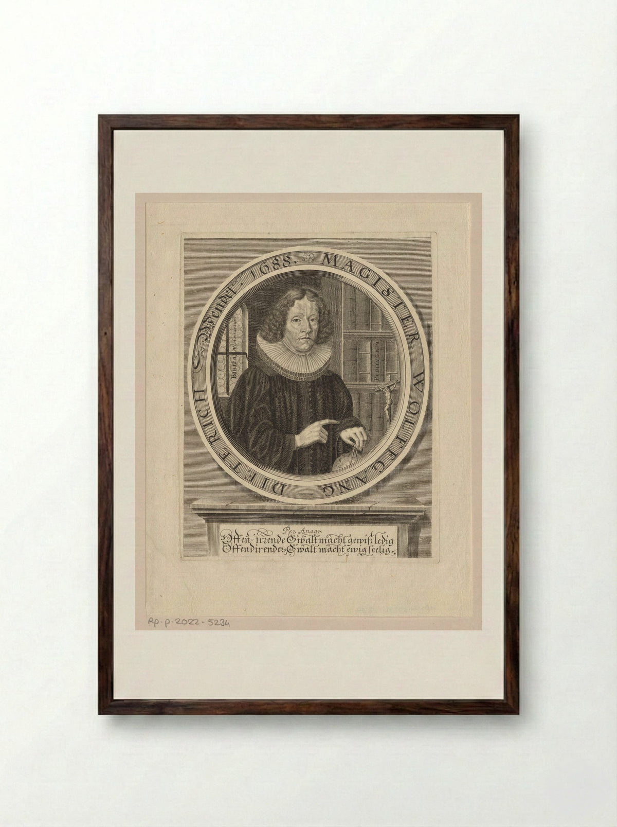 Portret van Wolfgang Dietrich Wendel - Johann Alexander Böner - Framed Print Dark Wood
