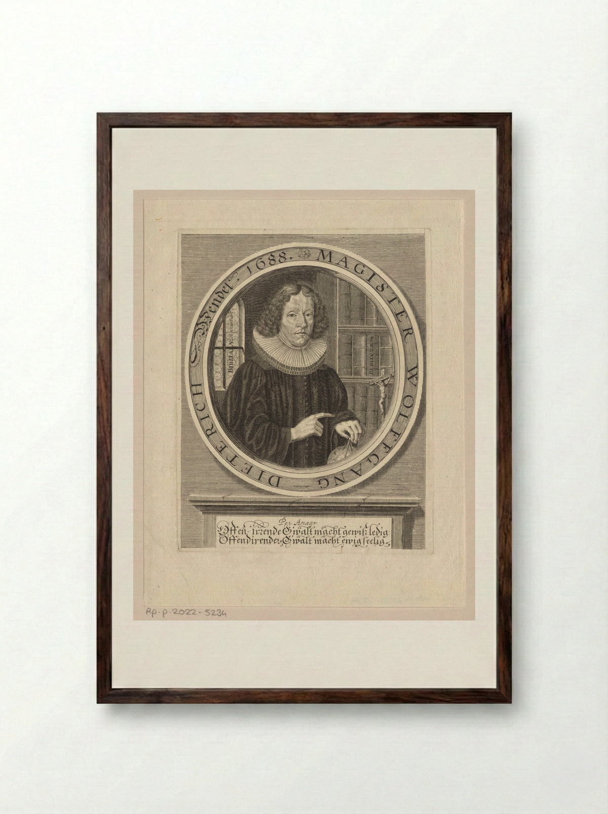 Portret van Wolfgang Dietrich Wendel - Johann Alexander Böner - Framed Print Dark Wood