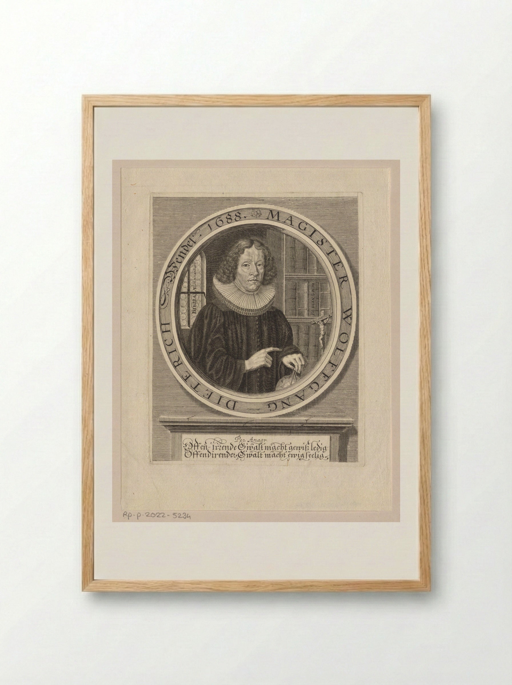 Portret van Wolfgang Dietrich Wendel - Johann Alexander Böner - Framed Print Wood
